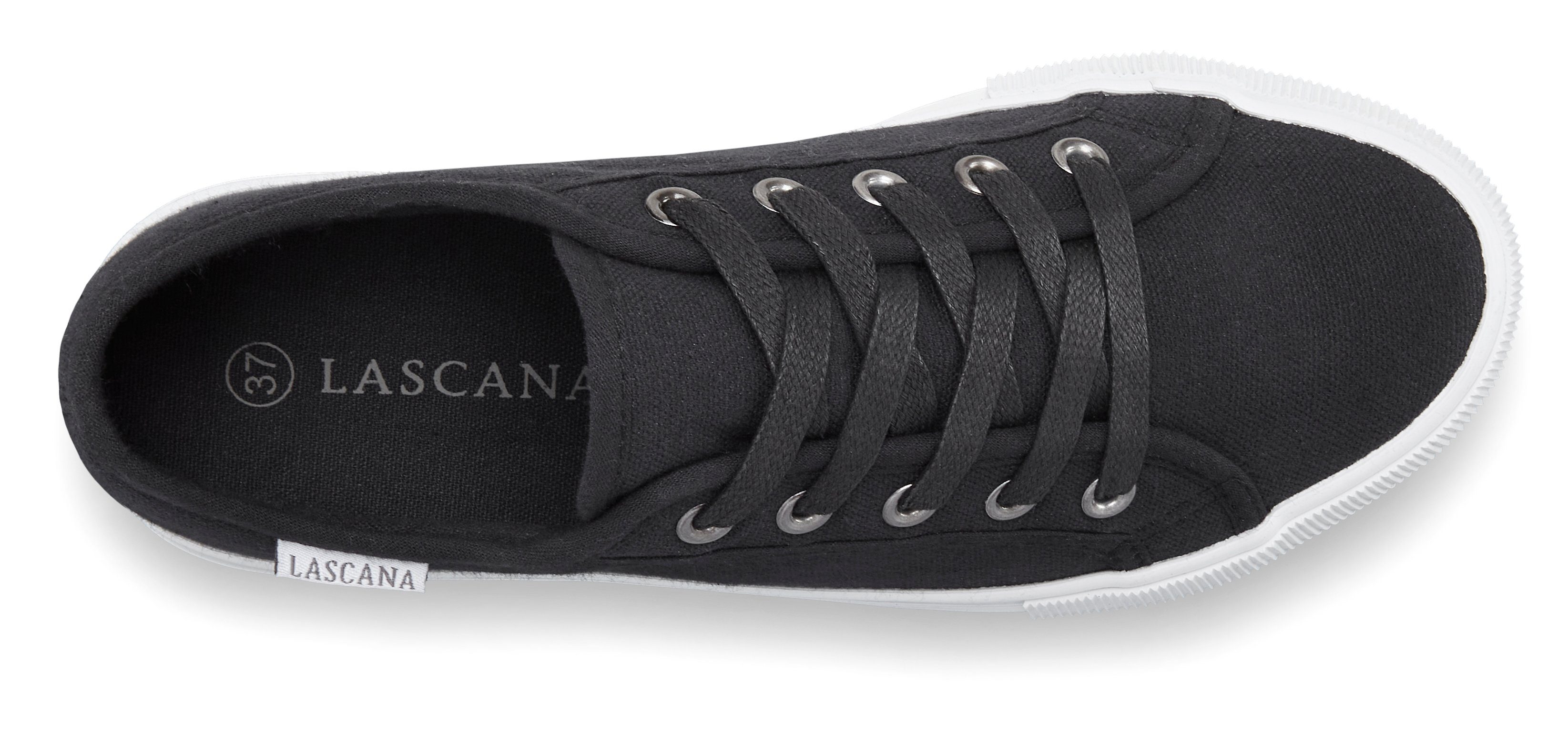 Lascana Sneakers Veterschoen, vrijetijdsschoen van textiel met plateausole