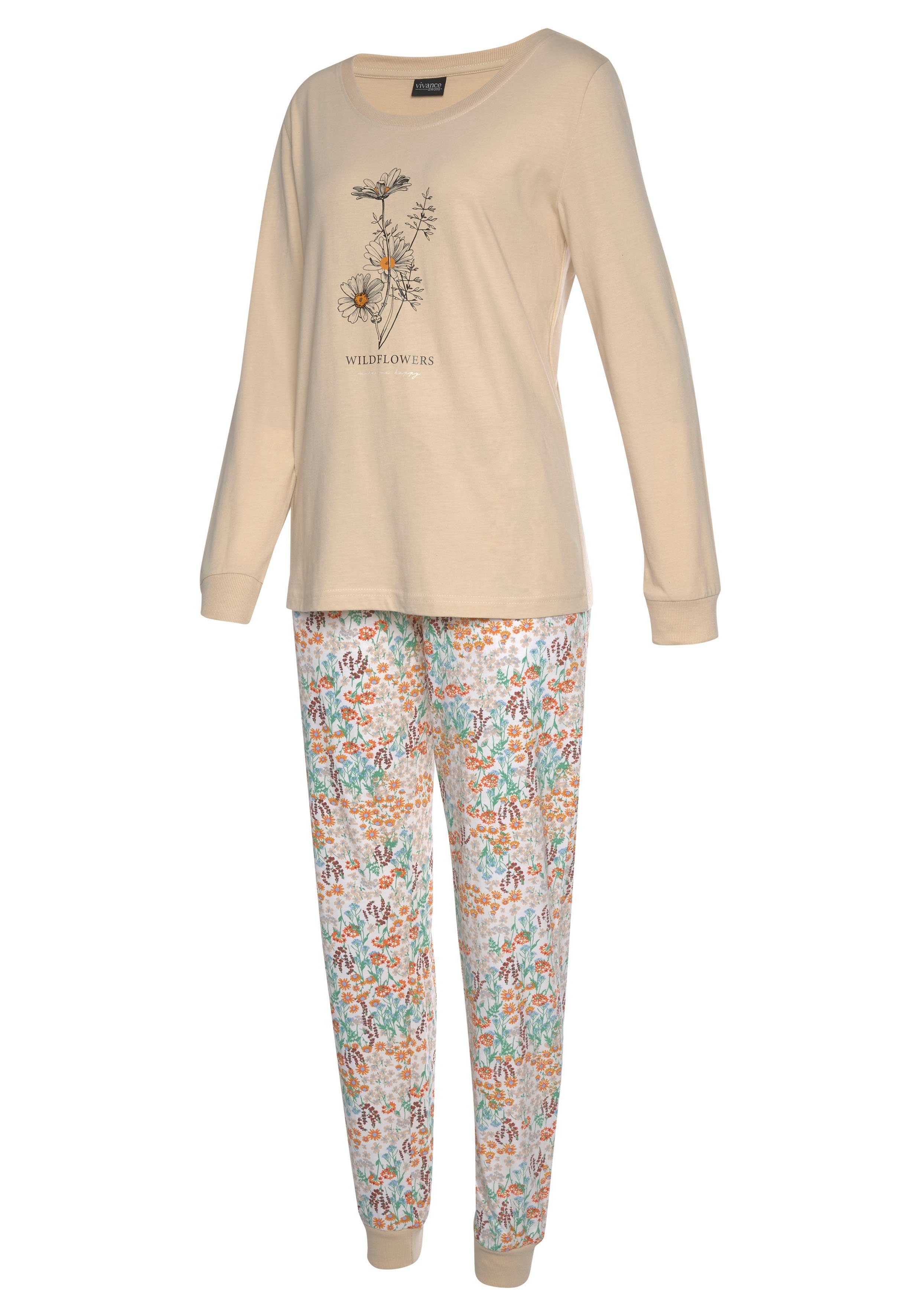 Vivance Dreams Pyjama met frontprint (4-delig, Set van 2)
