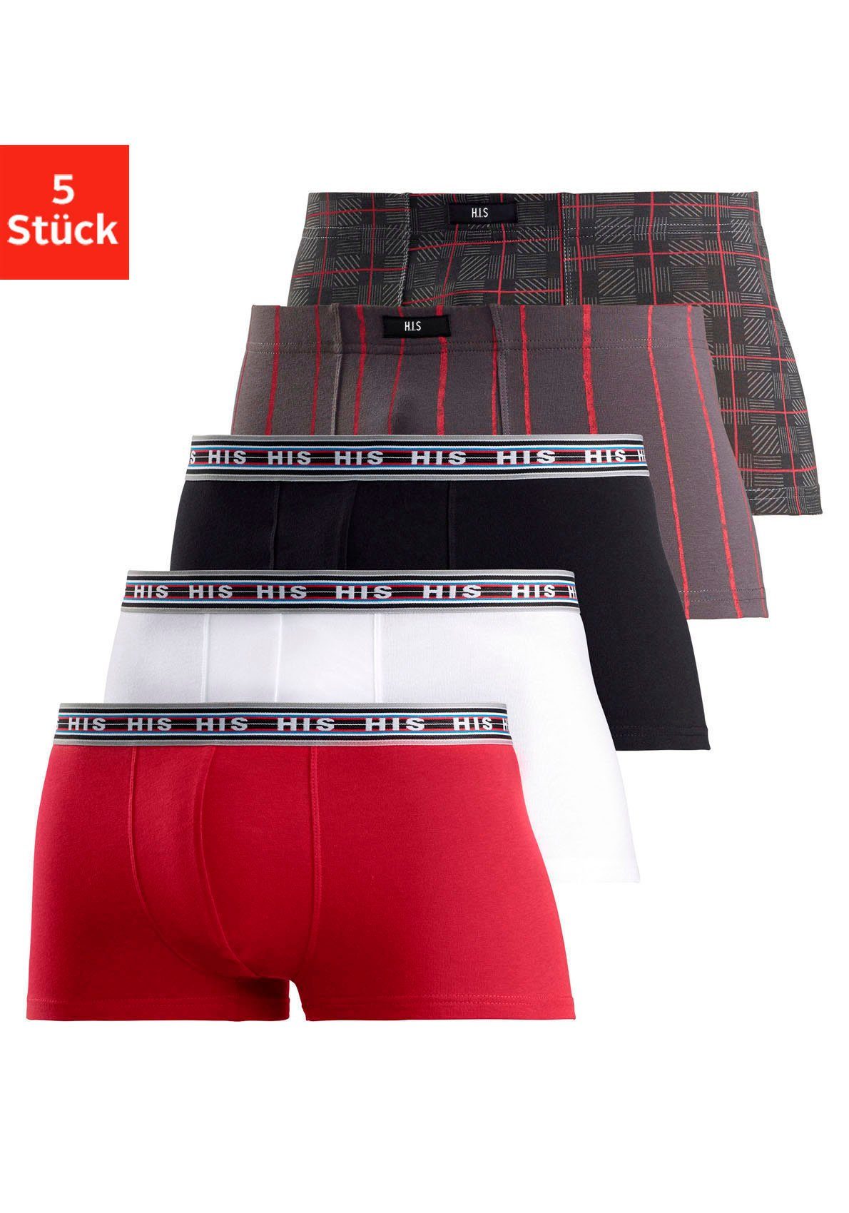 H.I.S Hipster strak zittende boxershorts van katoen-stretch (set, 5 stuks)