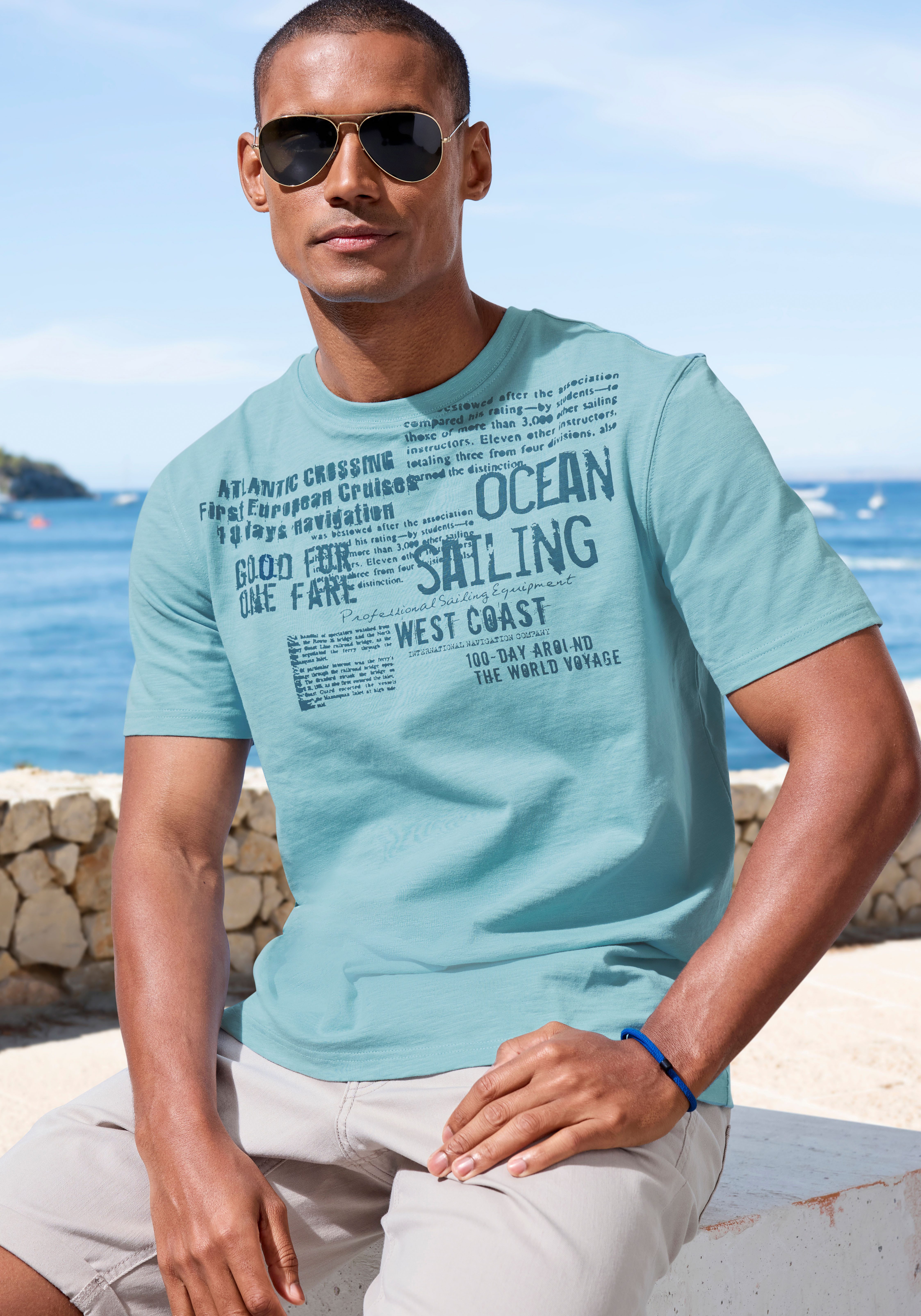 John Devin T-shirt Met print Regular-fit, van slub-kwaliteit, met print