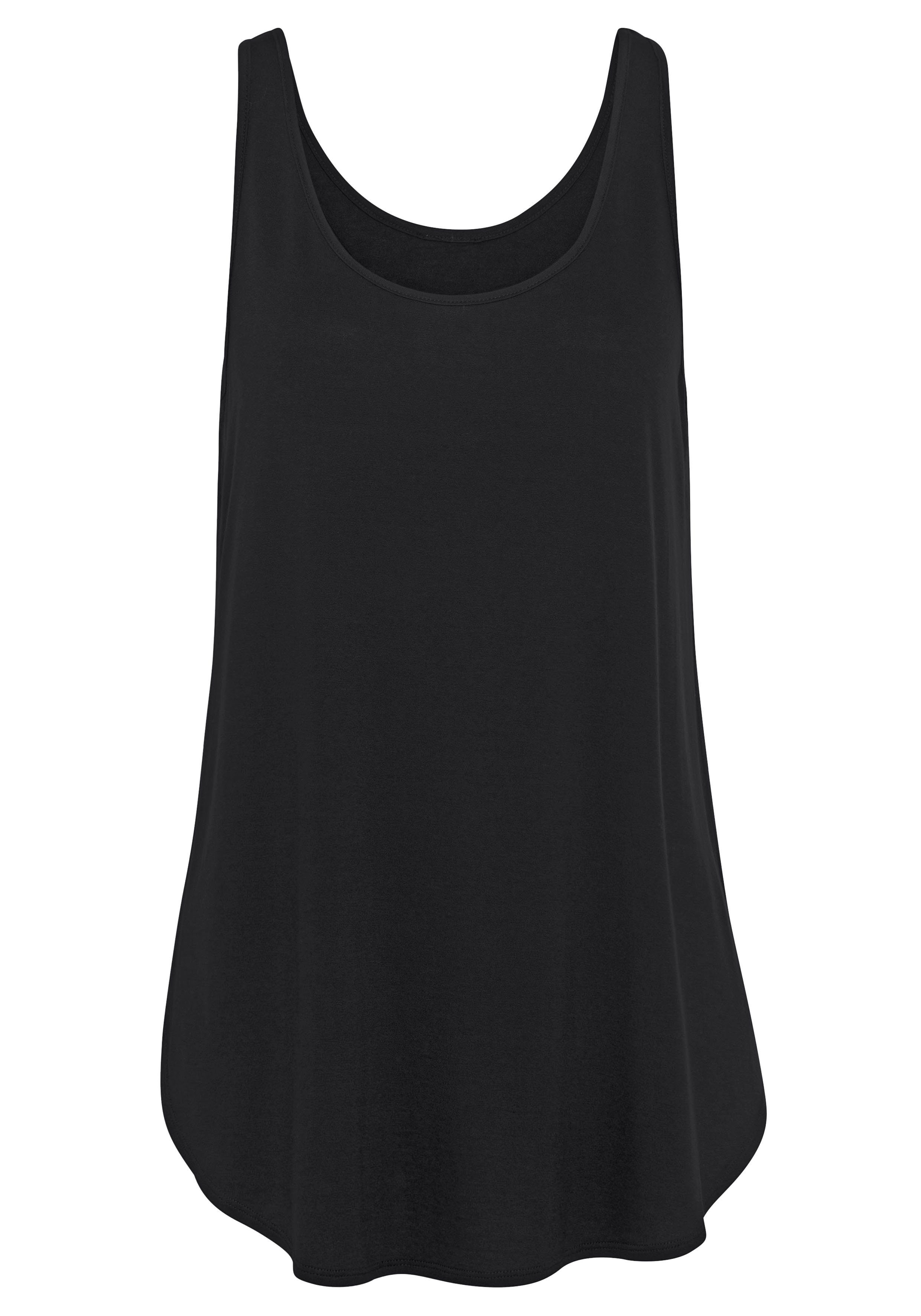 Lascana Lange top Met afgeronde zoom van zachte viscose-stretch (2-delig, Set van 2)