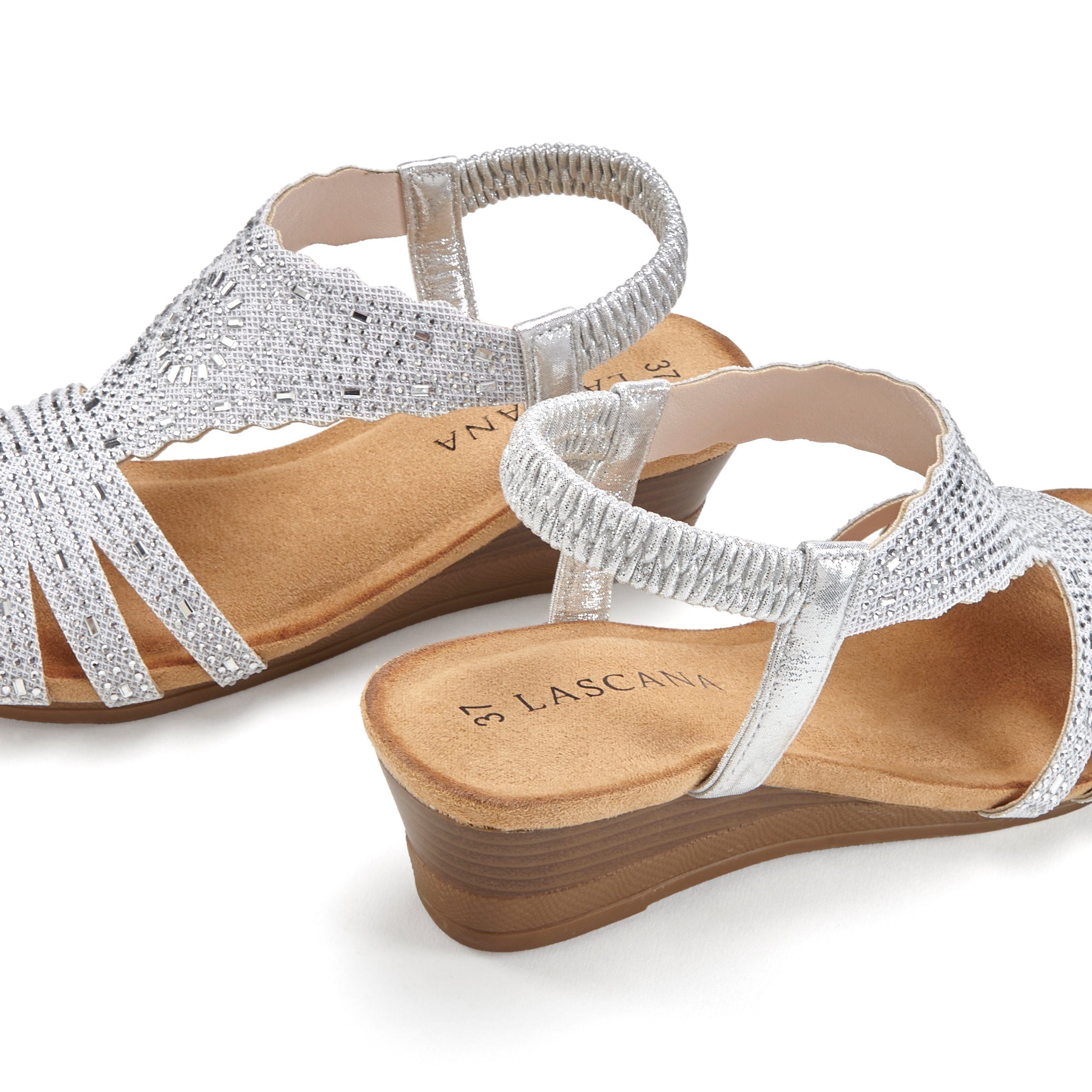Lascana Sandaaltjes Zomerschoen Sandaal, zomerschoen met glinsterdetails en elastische band