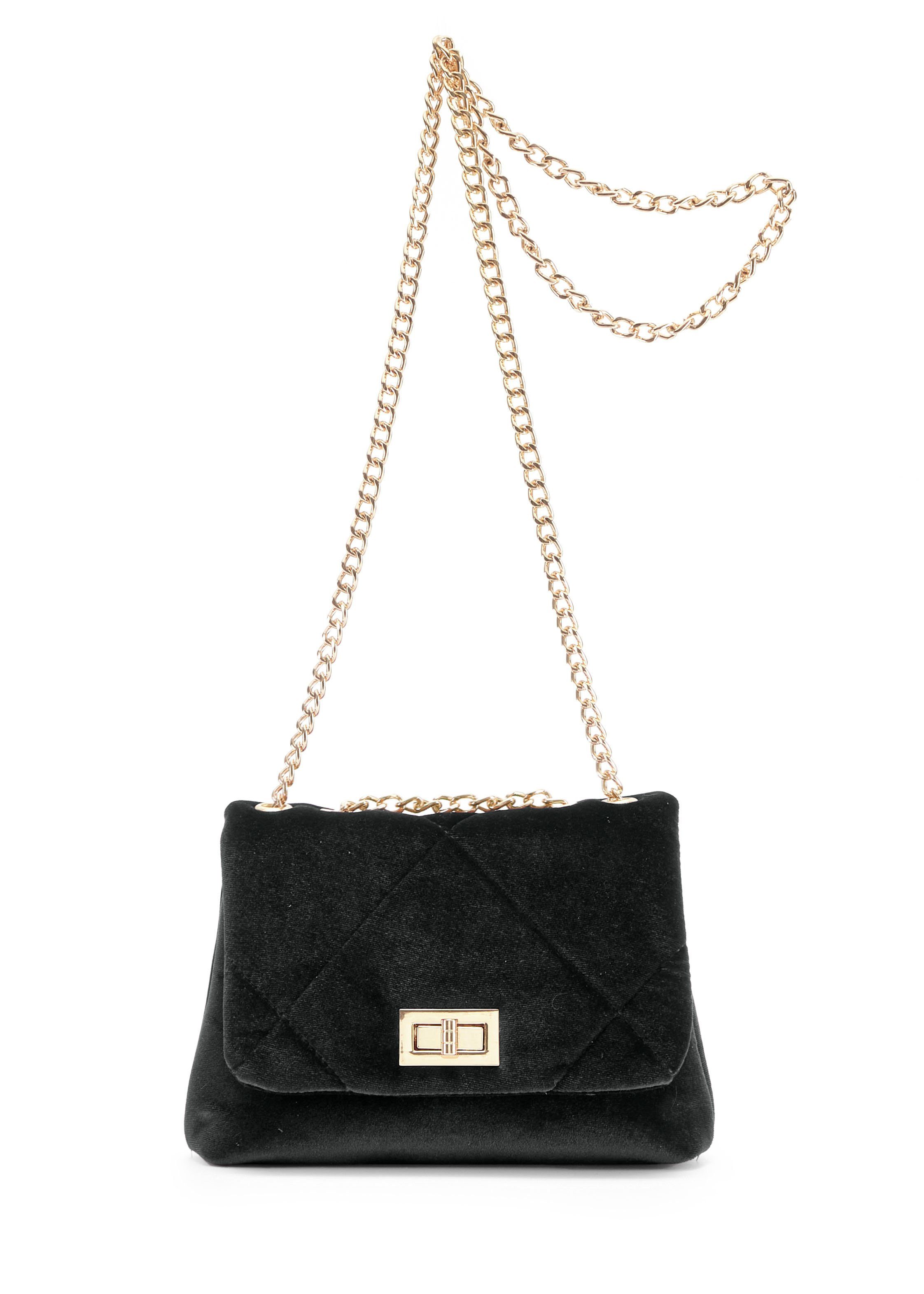 Vivance Handtas Mini tas, schoudertas, kettingtas in fluweel-look, schoudertas tassen maat 14 cm zwart
