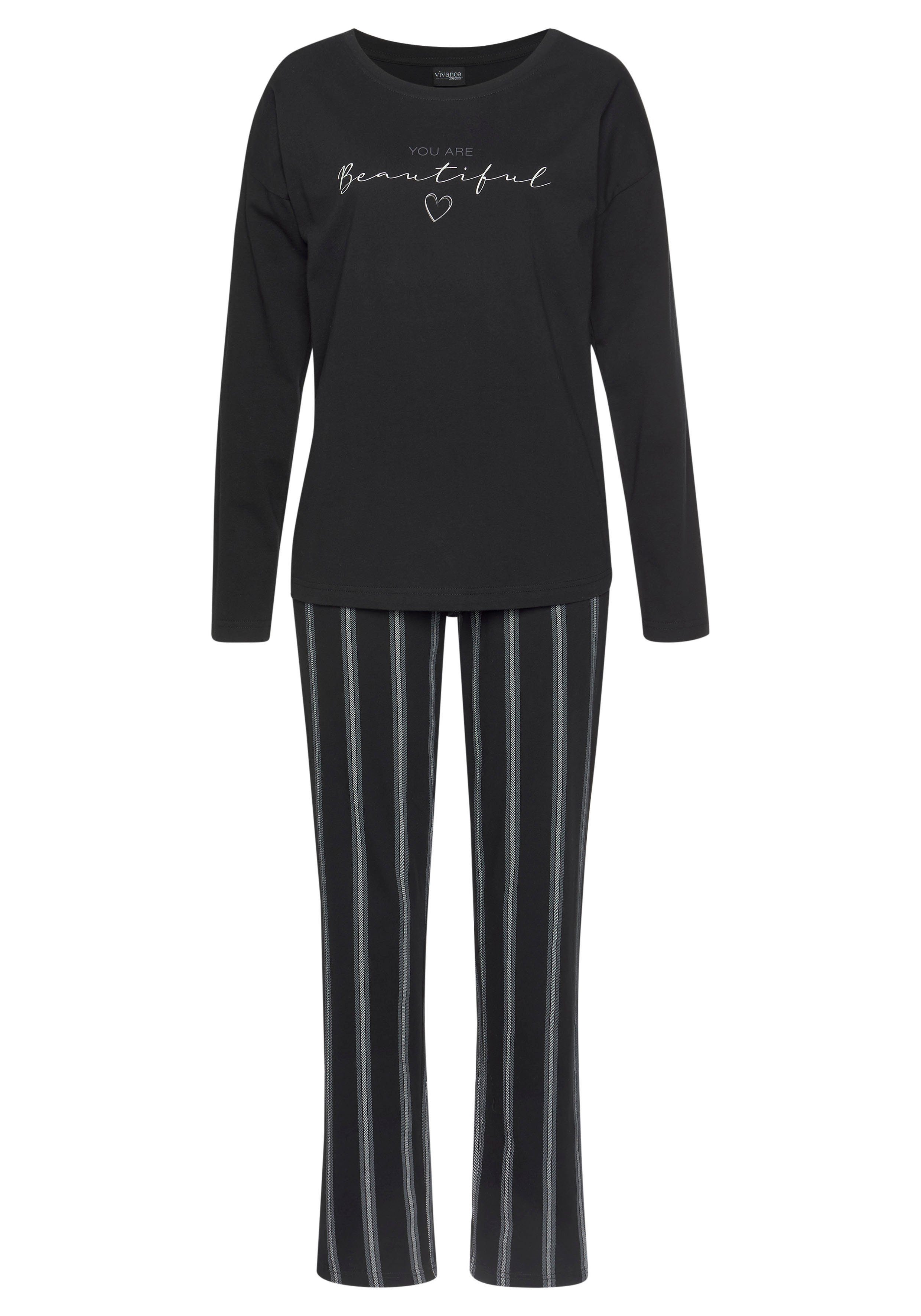 Vivance Dreams Pyjama met frontprint (2-delig, 1 stuk)