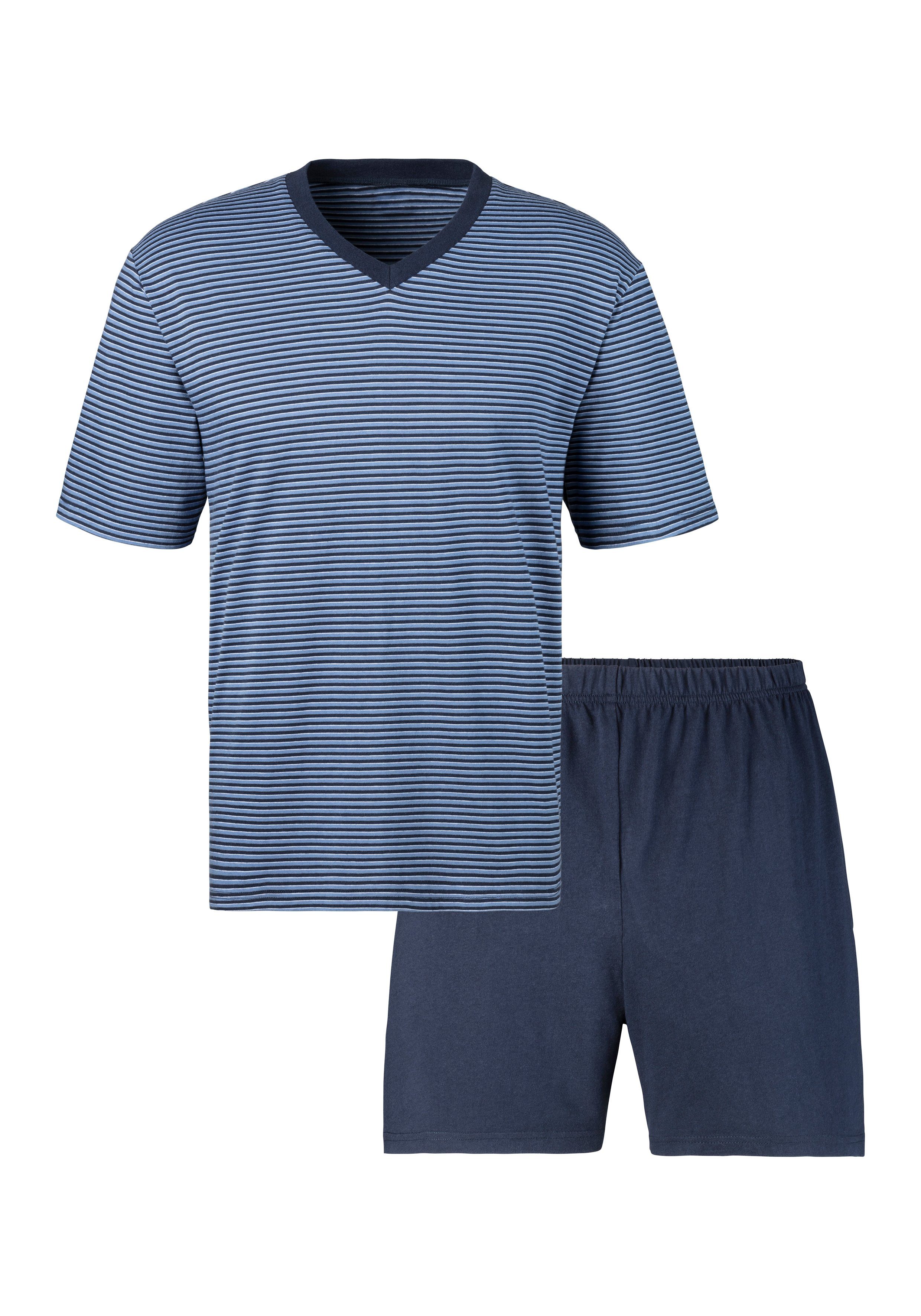 le jogger® Pyjama Pyjama met garenverfde streep (4-delig, Set van 2)