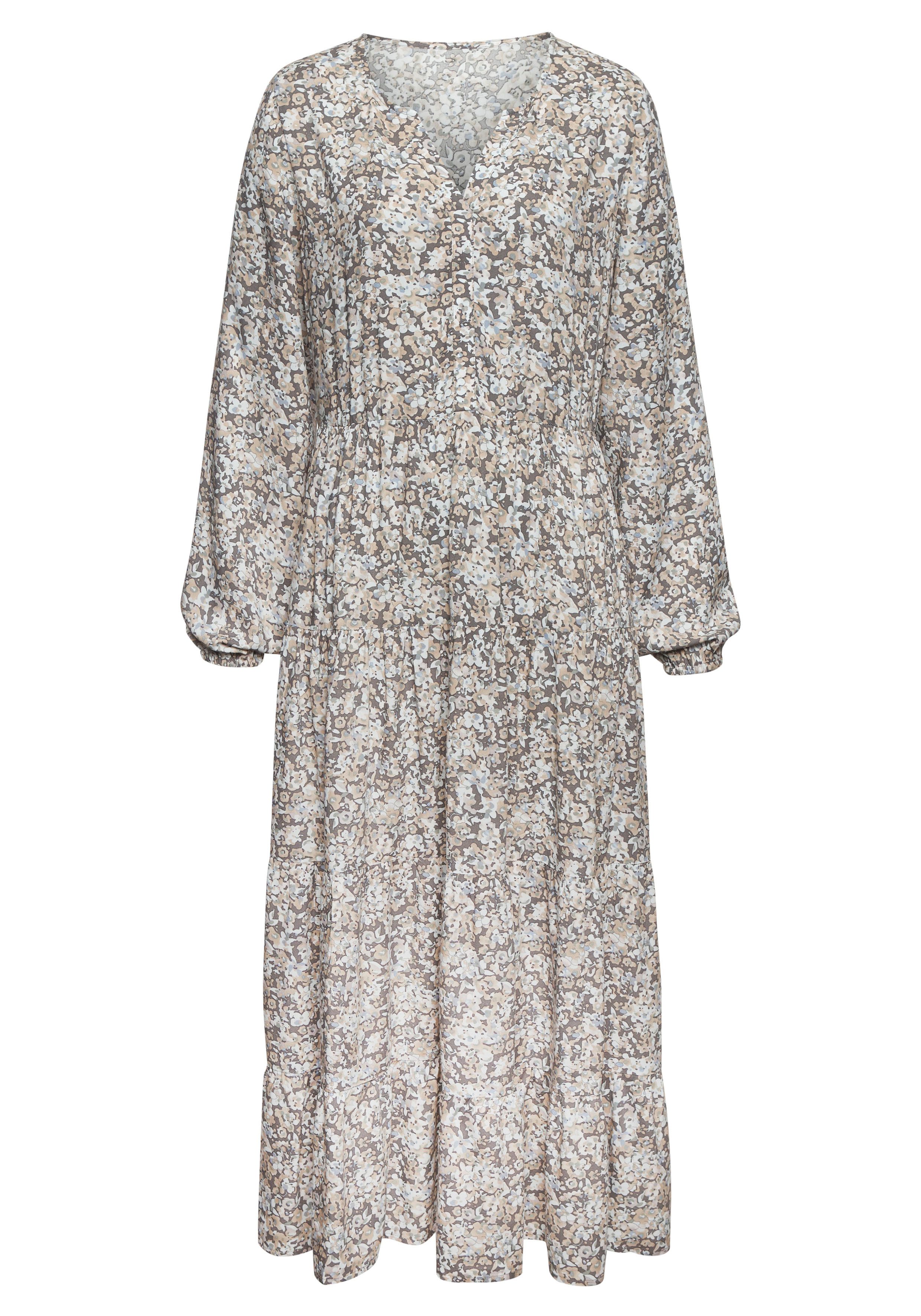 Vivance Maxi-jurk met all-over print en volants, lange mouwen, jurk met print, casual-chic