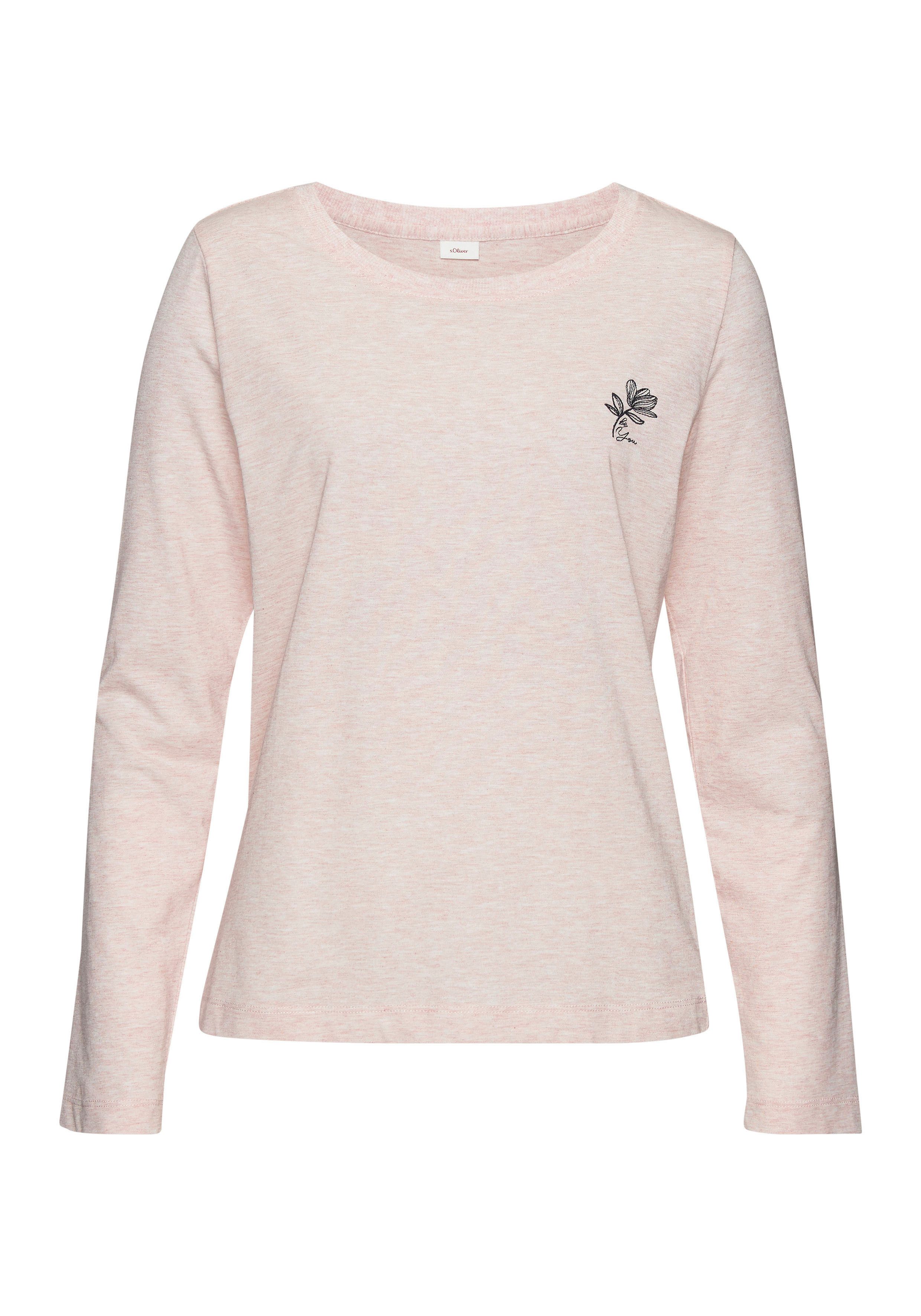 s.Oliver RED LABEL Beachwear Shirt met lange mouwen met klein bloemen borduurwerk mix & match maat 44/46 roze
