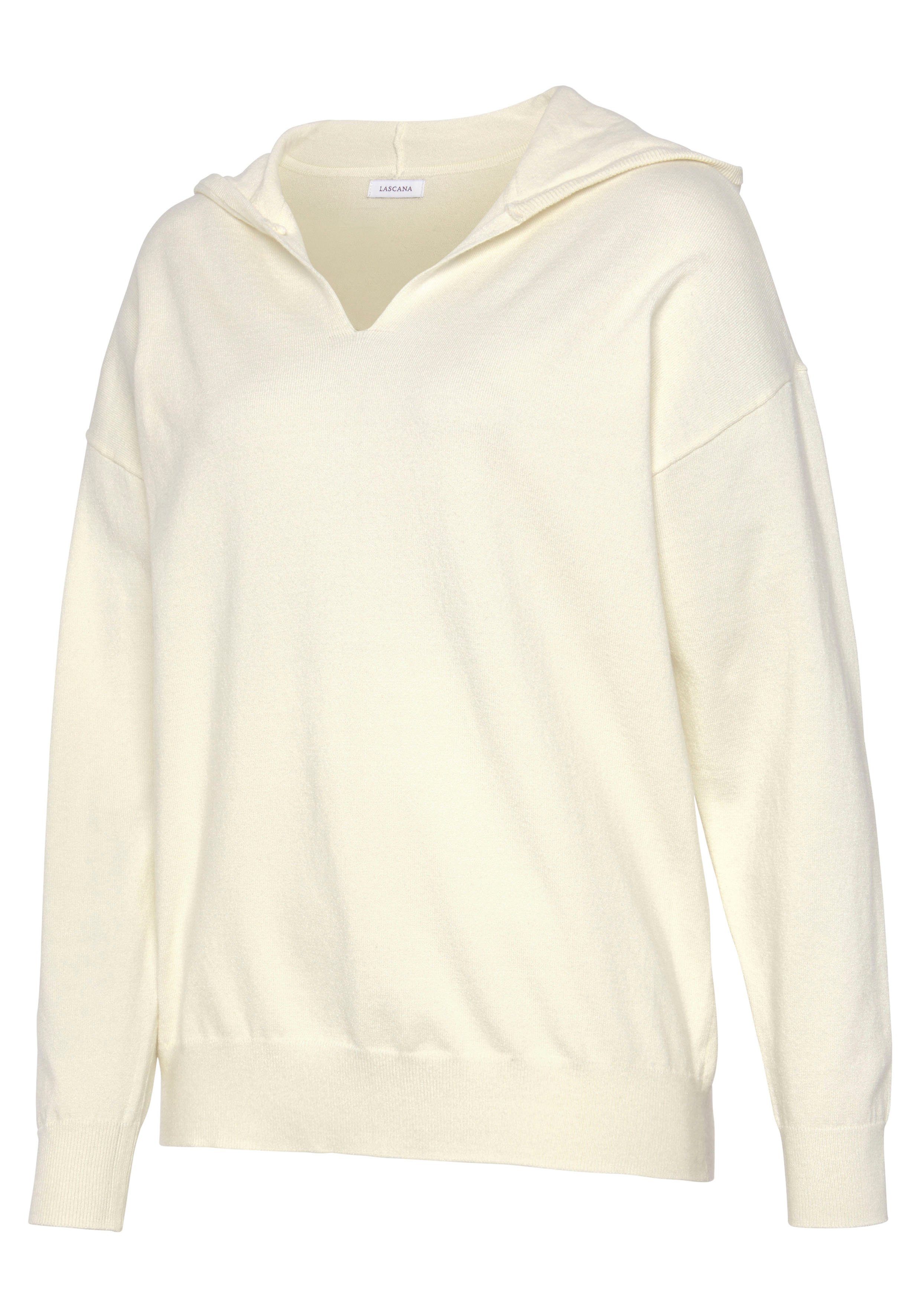 Lascana Gebreide trui Hoodie Capuchonsweatshirt van zachte viscosemix, loungewear