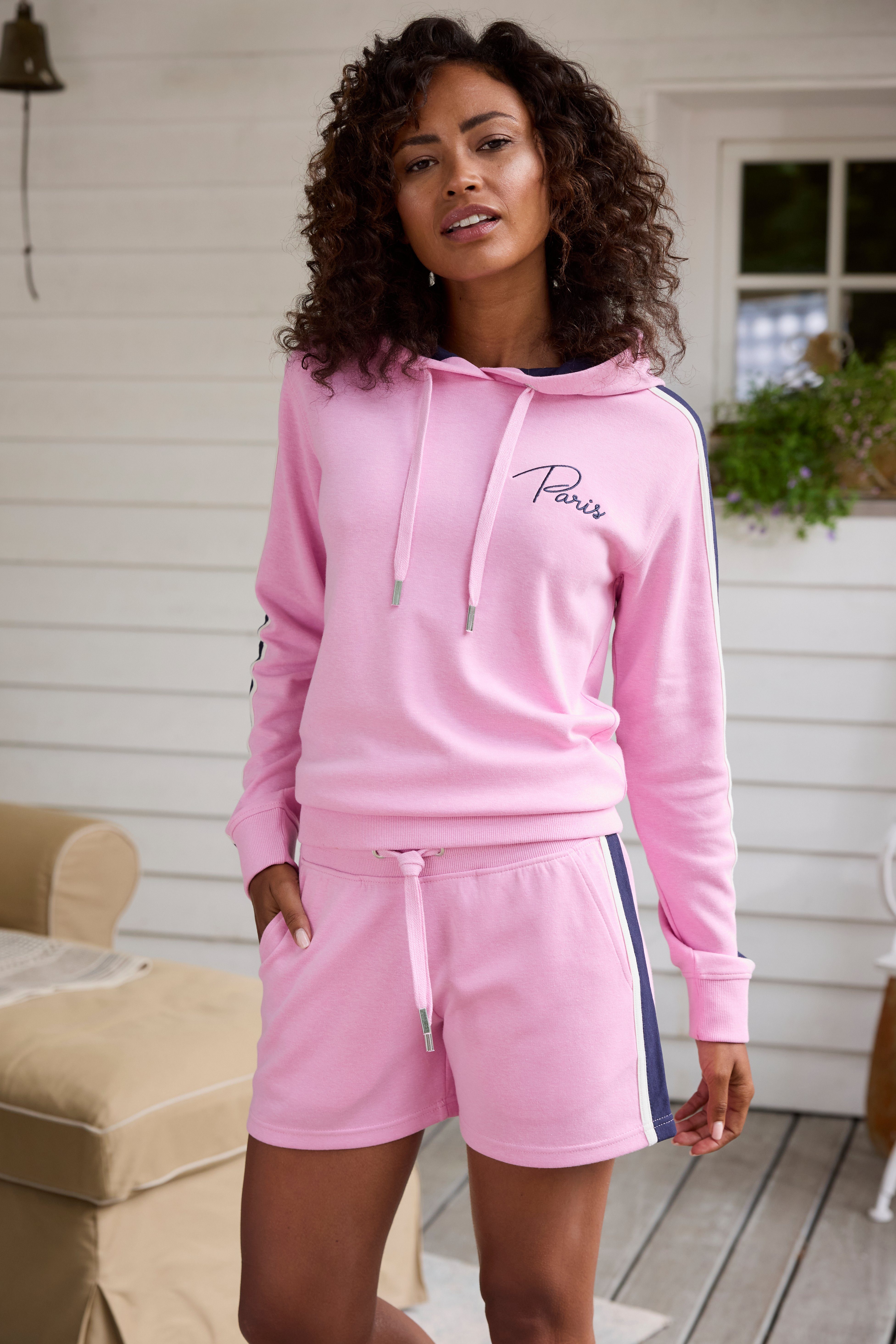Vivance Hoodie met contrasterende accentueringen, loungeanzug (1-delig)