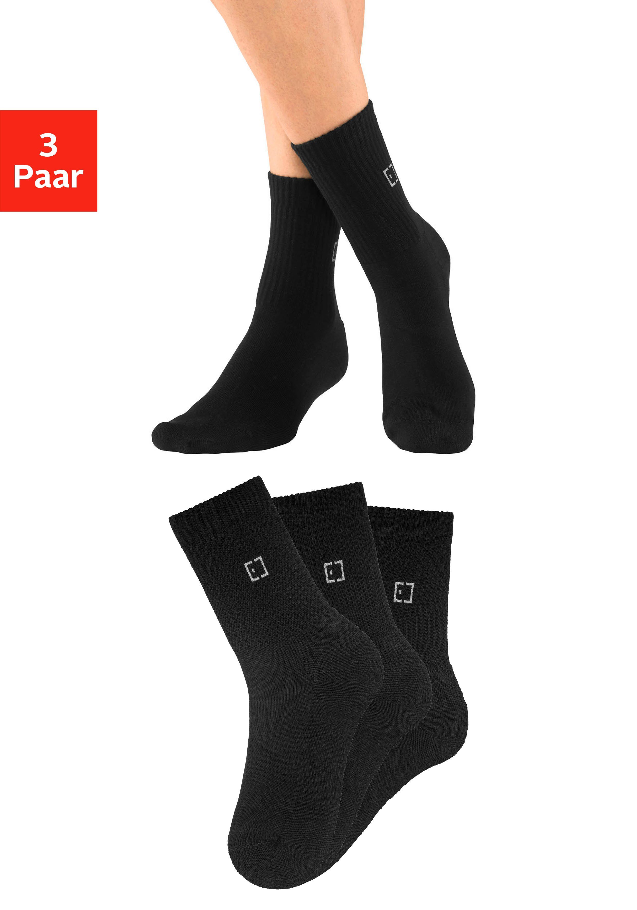 Elbsand Sokken met frotté en gebreid merklogo (set, 3 paar)