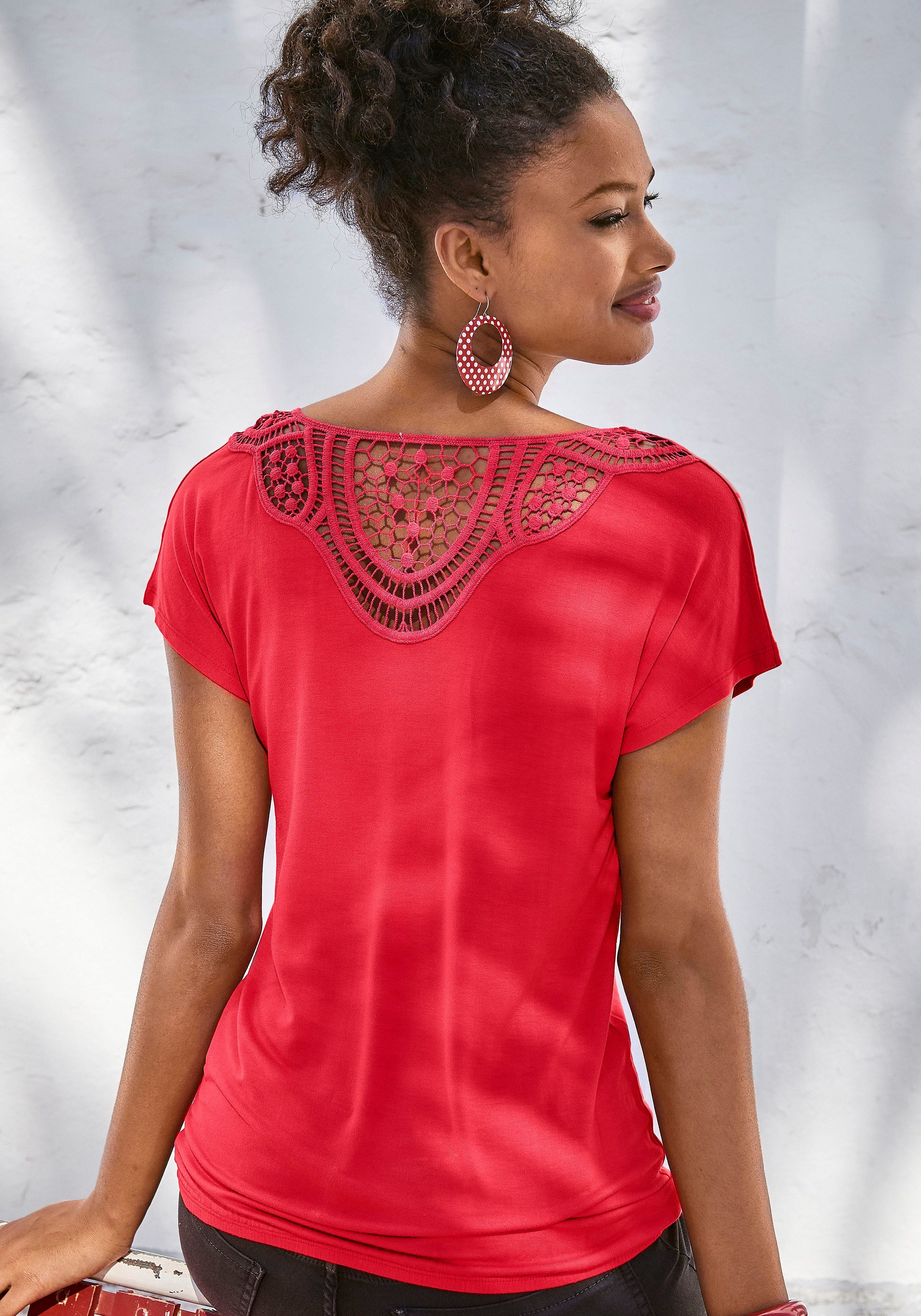 Vivance Shirt met korte mouwen Met haakwerk aan de achterkant (Set van 2)