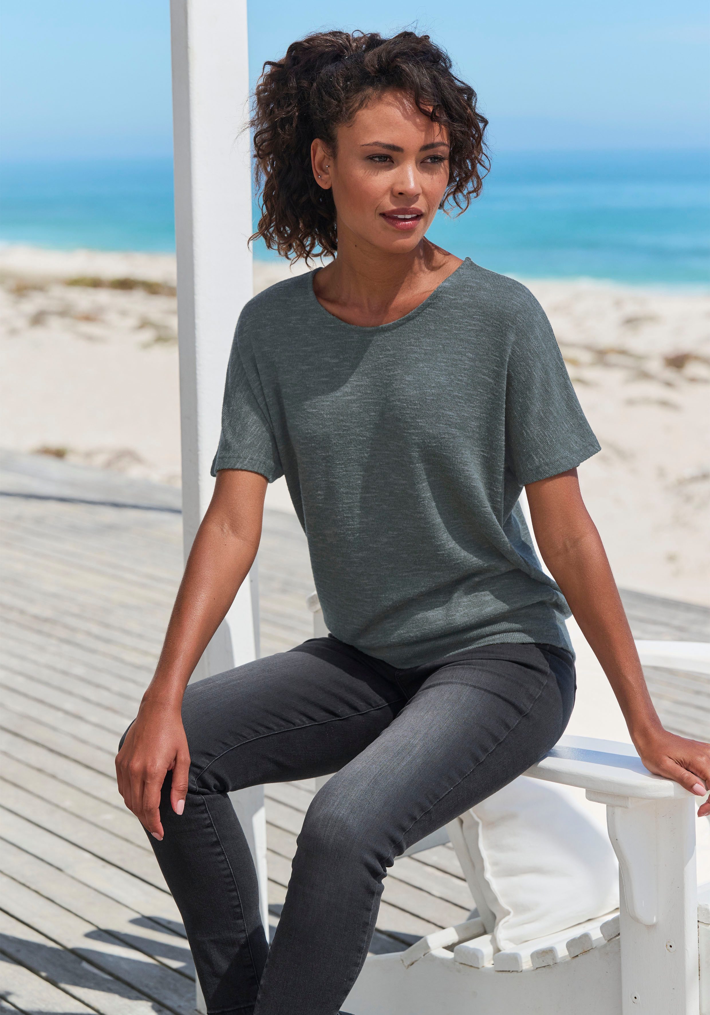 Vivance Shirt met korte mouwen Met brede tailleband van zacht viscose-fijntricot