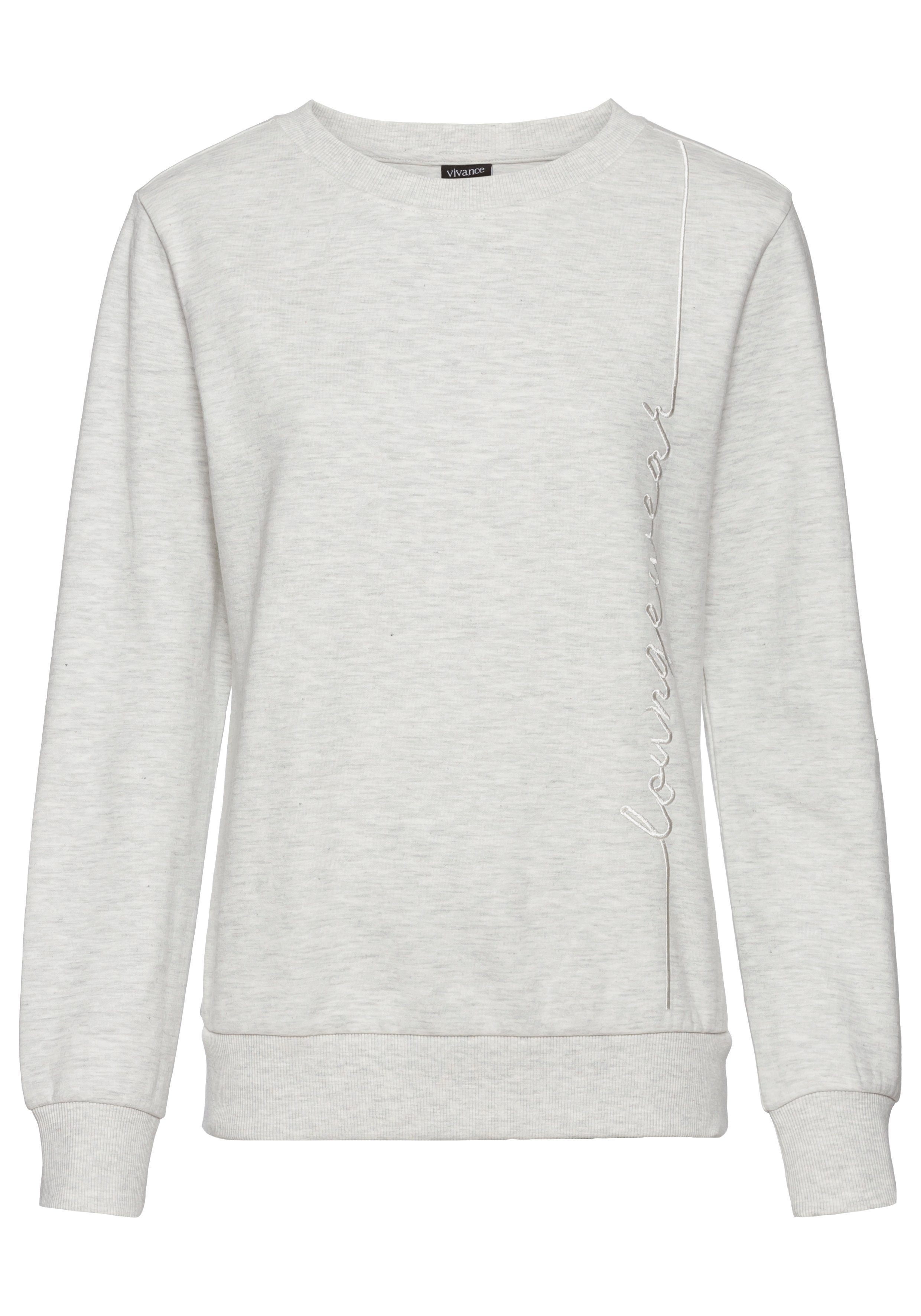 Vivance Lang sweatshirt met loungewear borduring, loungeshirt