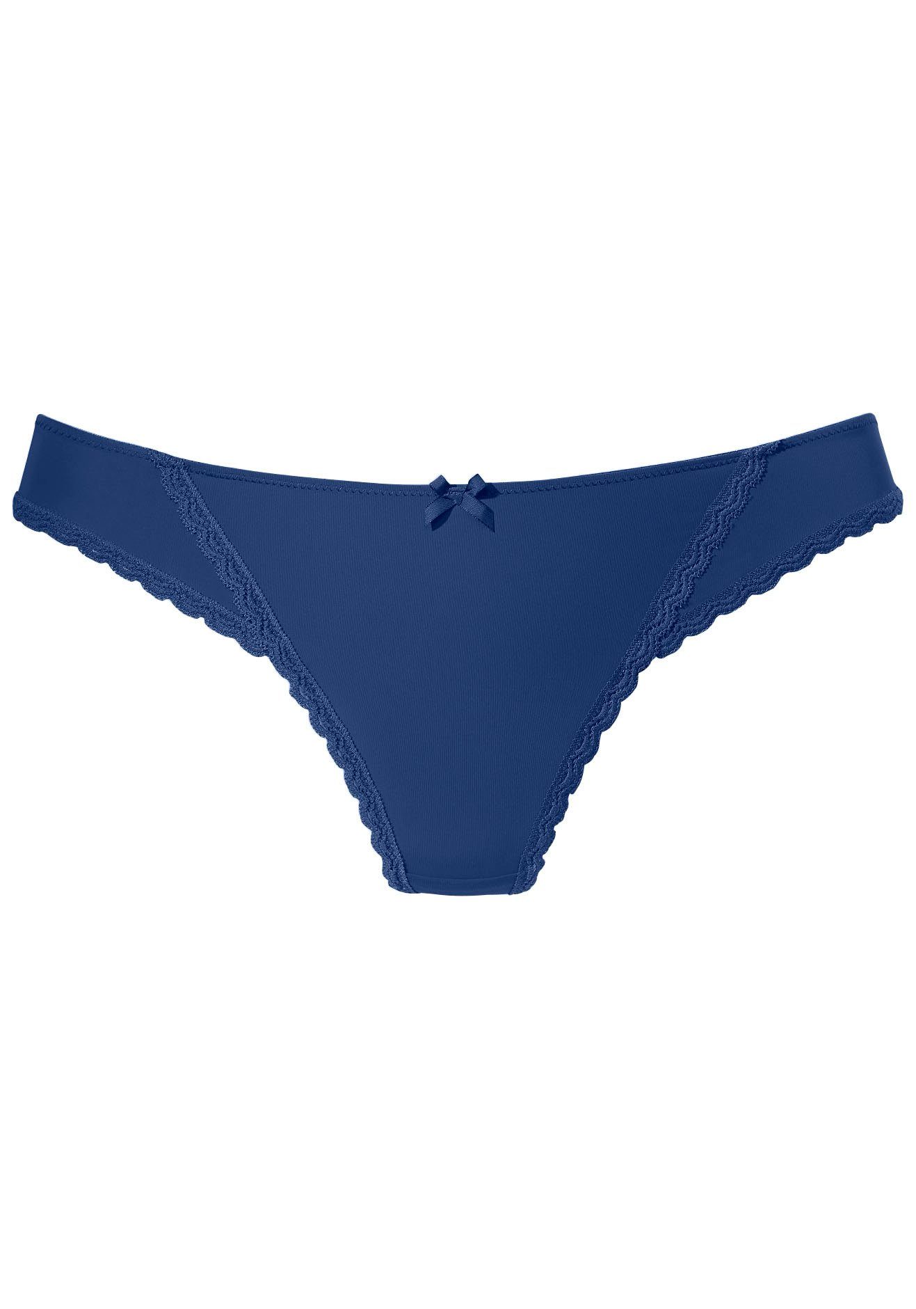 s.Oliver RED LABEL Beachwear String Camille met fijne kanten rand strings maat 32/34 blauw
