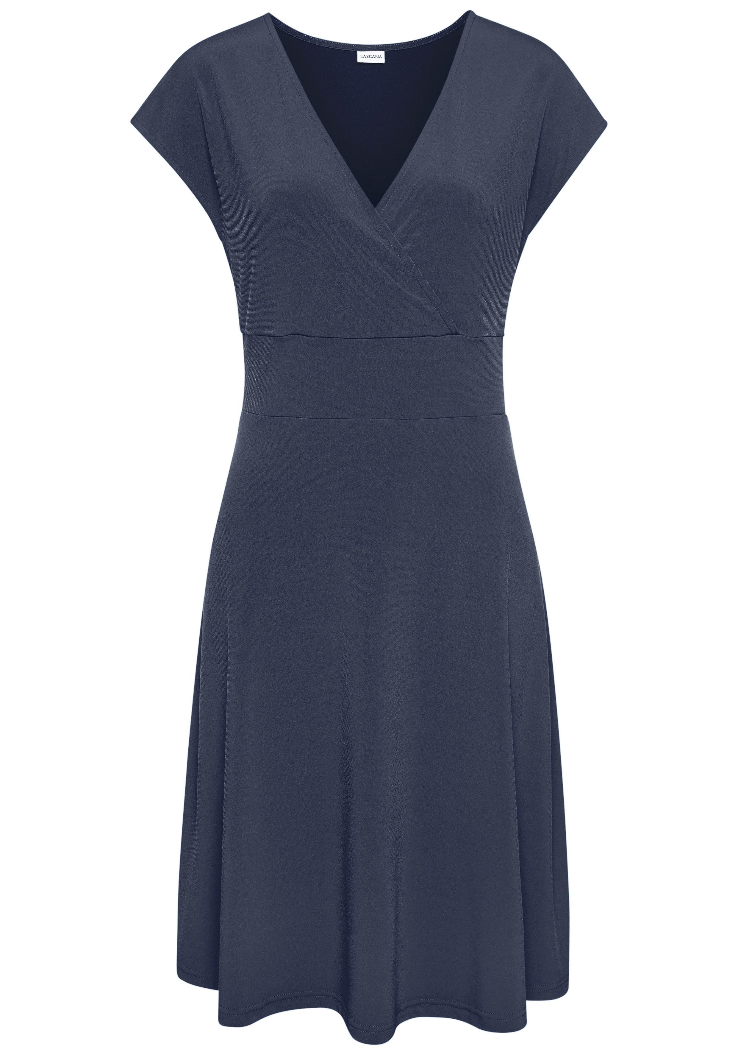 Lascana Midi-jurk van kreukvrije stof, elegant zomerjurk van jersey, strandjurk
