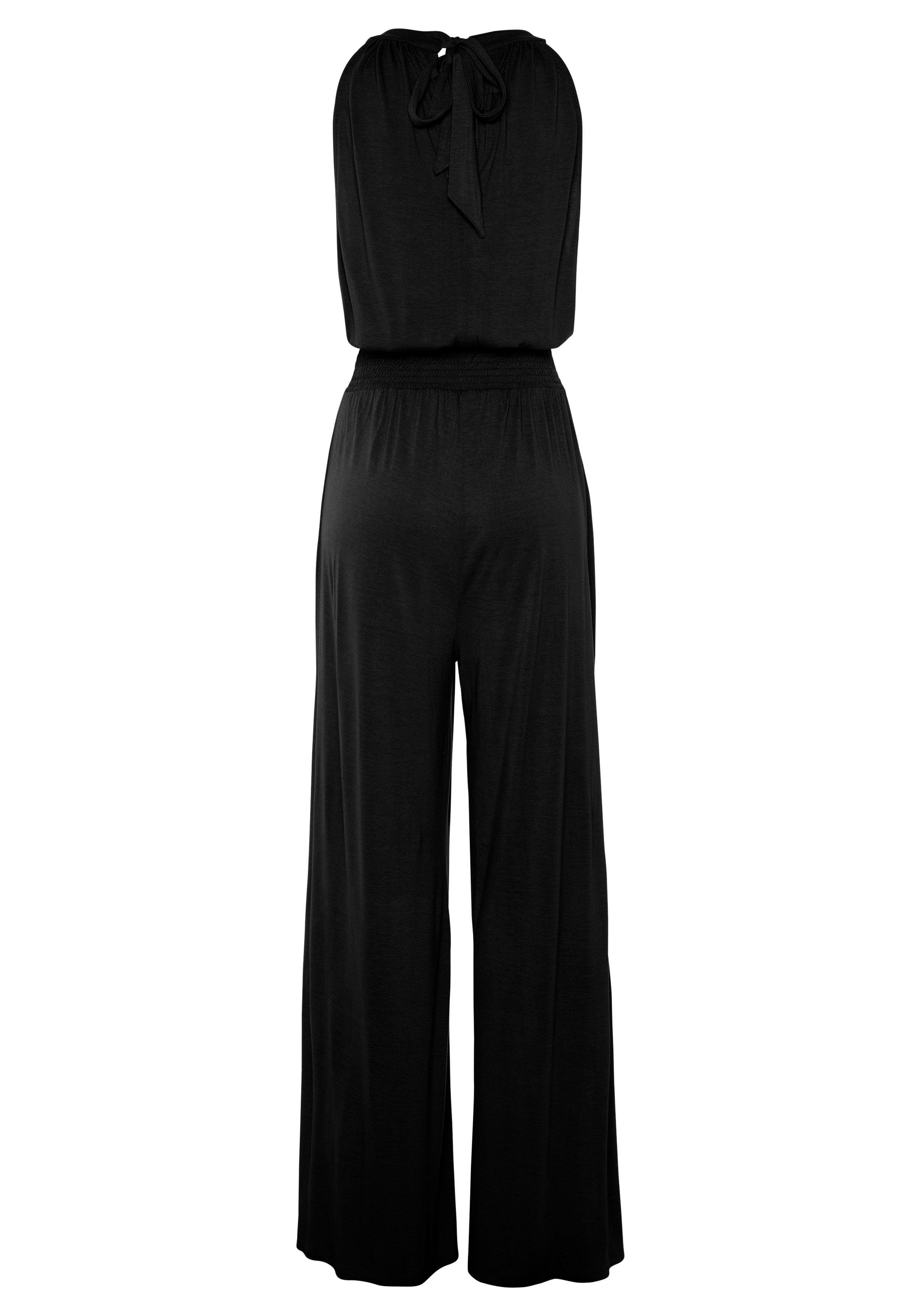 s.Oliver RED LABEL Beachwear Jumpsuit met brede smockinzet, elegante jumpsuit, feestelijk