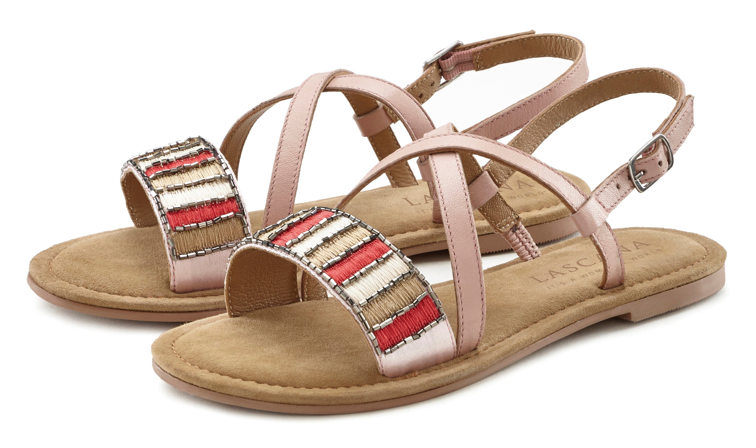 Lascana Sandalen Sandalette, zomerschoen van leer met decoratief band