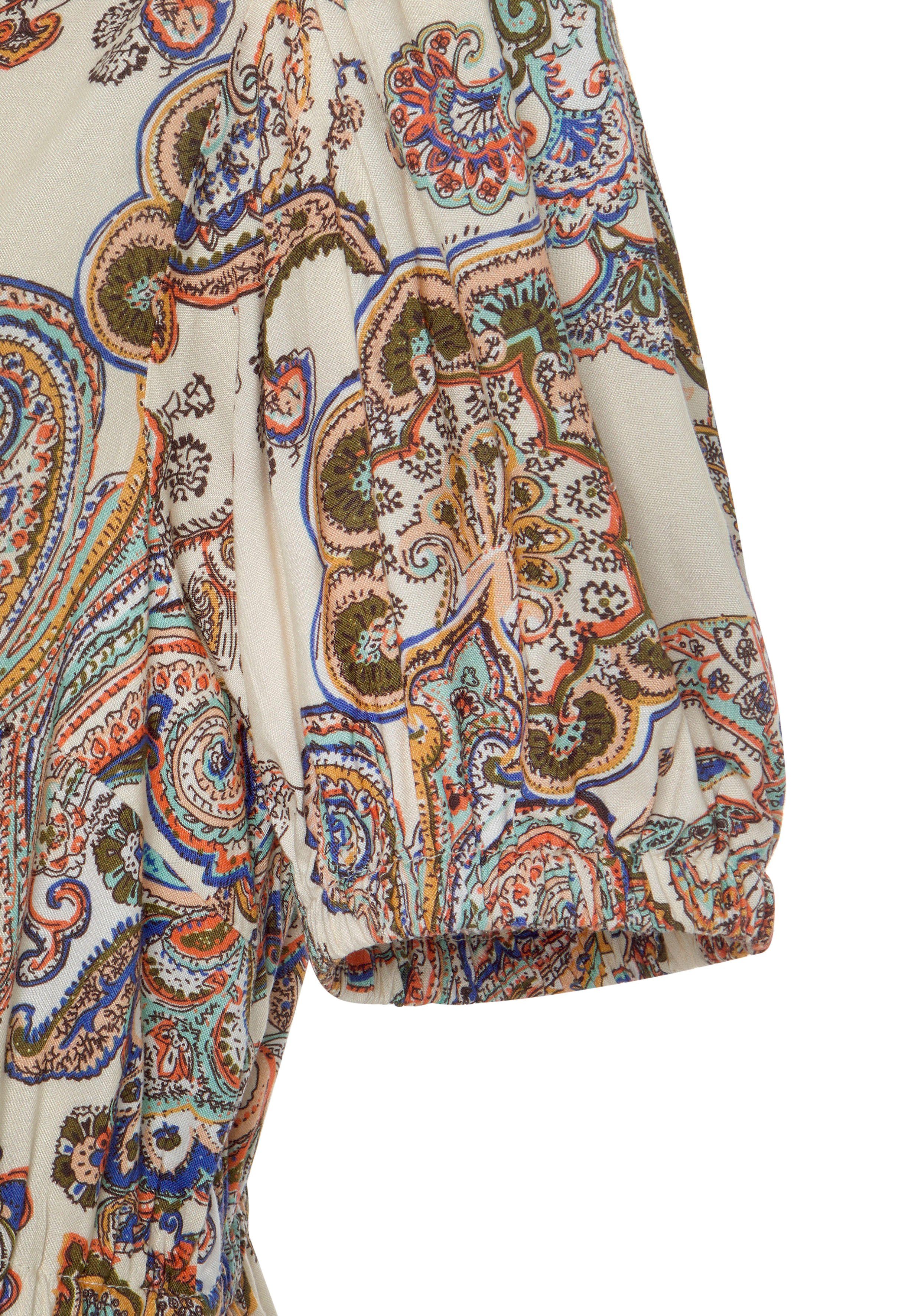 Vivance Maxi-jurk van geweven viscose, paisleyprint, drukkleed, volants