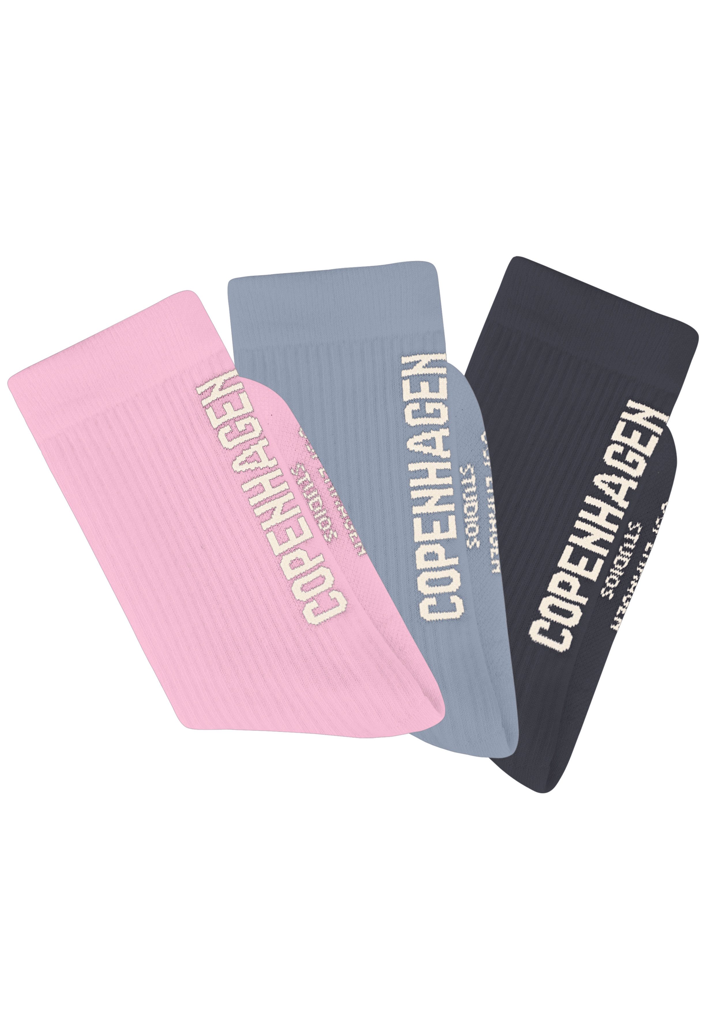 Copenhagen Studios Tennissokken met grote letters (set, 3 paar) heren maat 35-38 multicolor