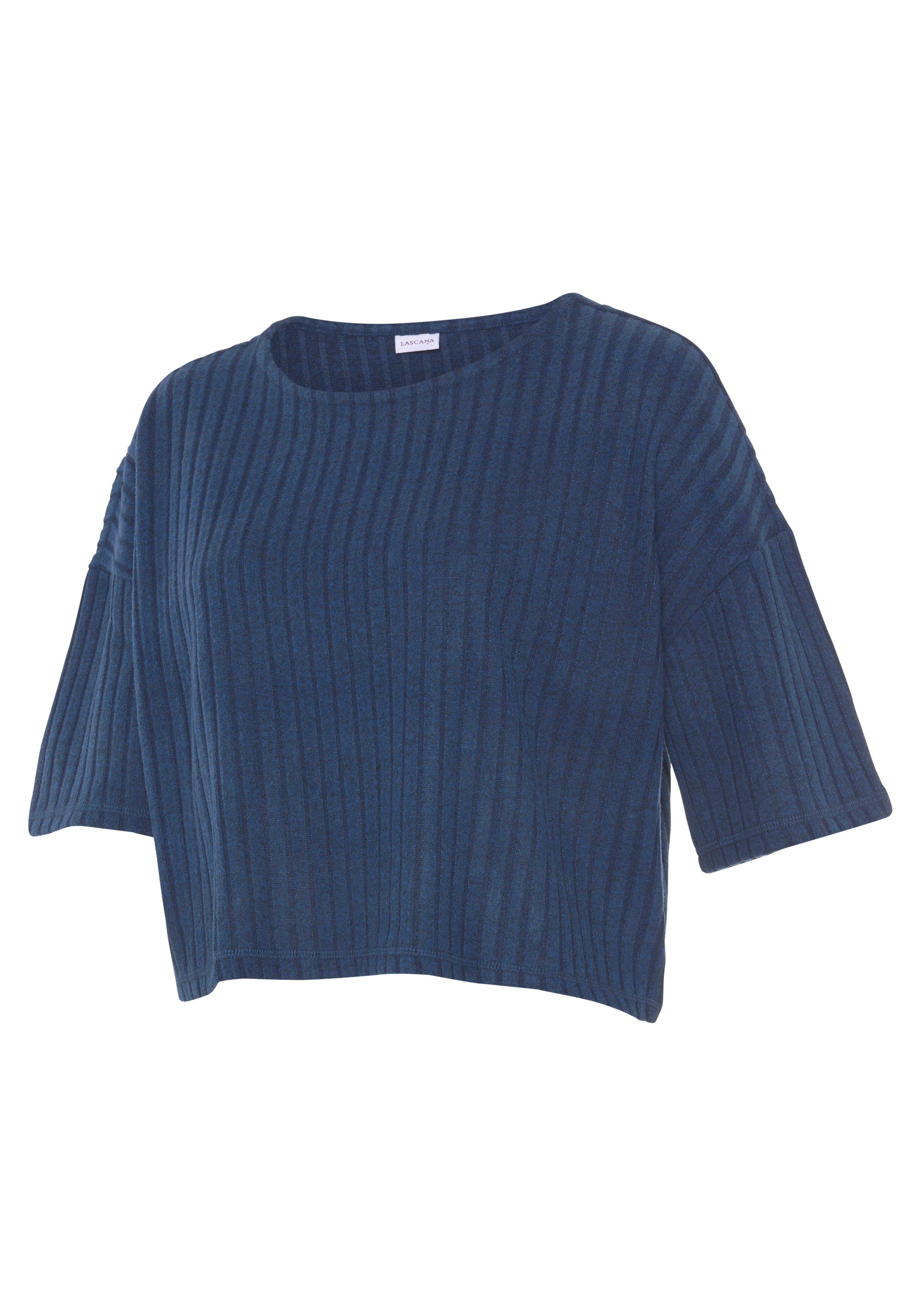 Lascana Shirt met 3/4-mouwen Loungeshirt Lounge-/gebreide shirt van zachte brei, loungewear