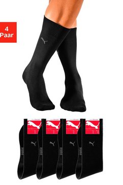 puma basic sokken met drukvrije comfortrand (4 paar) zwart
