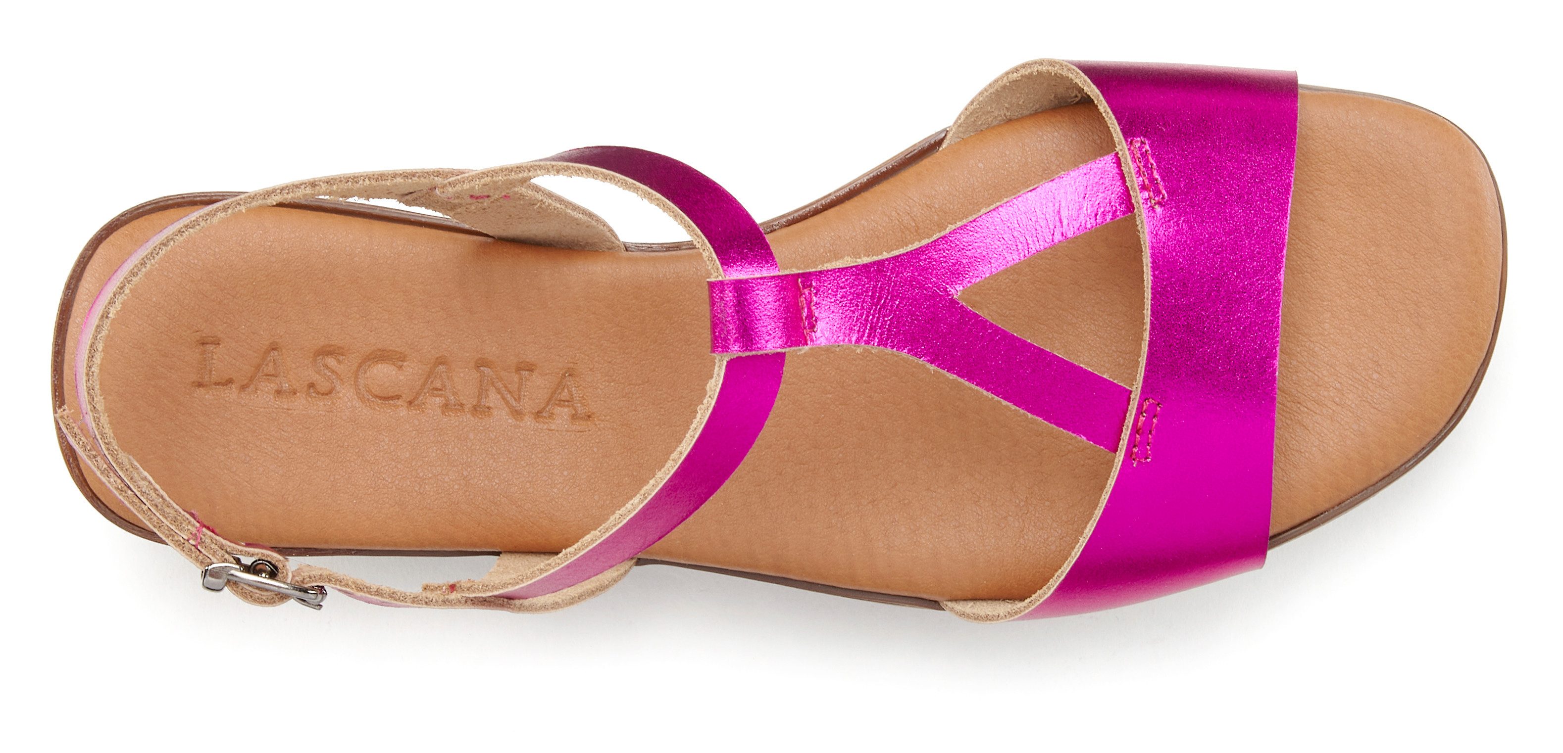 Lascana Sandalen Zomerschoen van leer in metallic-look, sandaal, zomerschoen