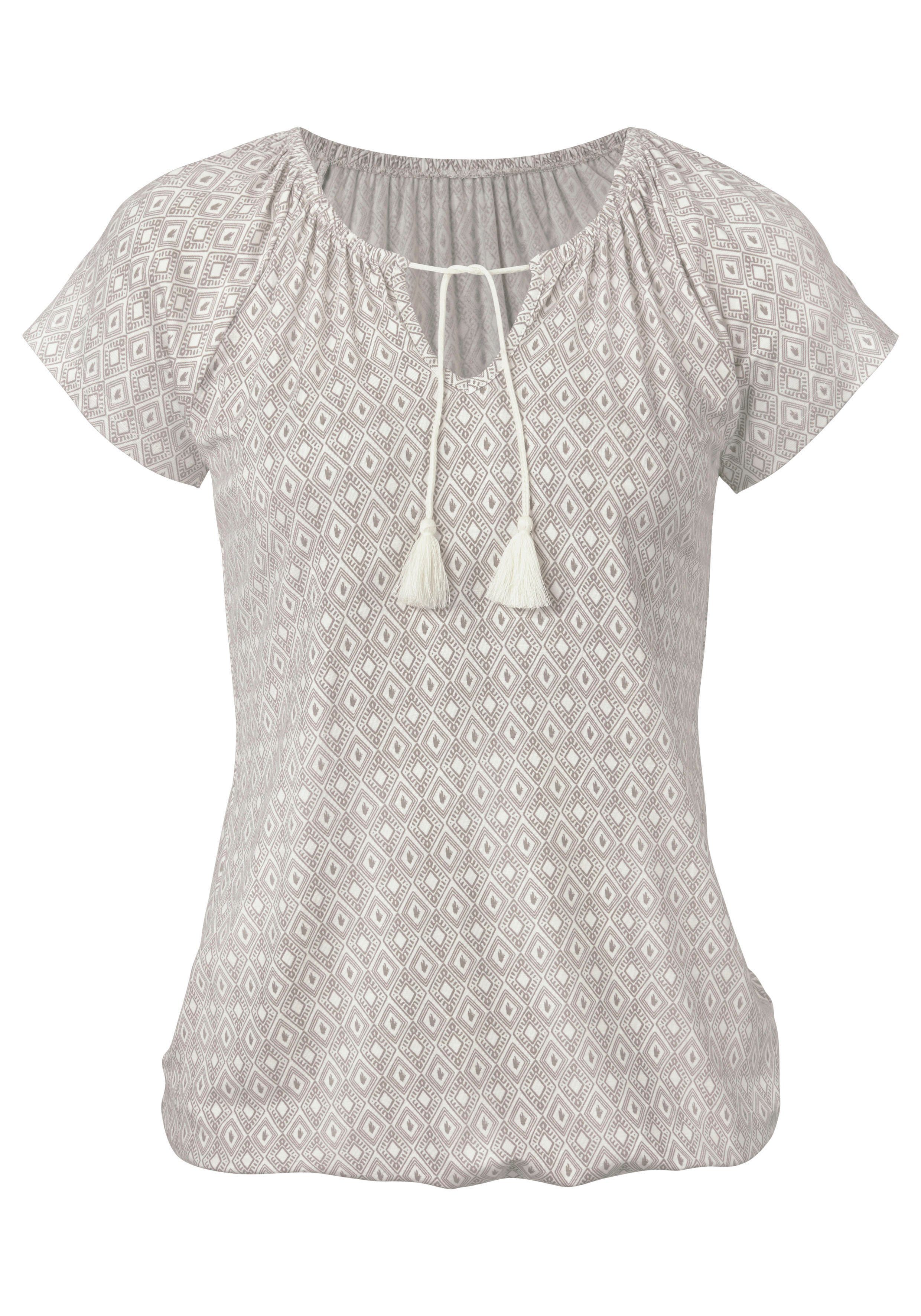 Vivance Shirt met korte mouwen Met iets aangerimpelde hals (Set van 2)