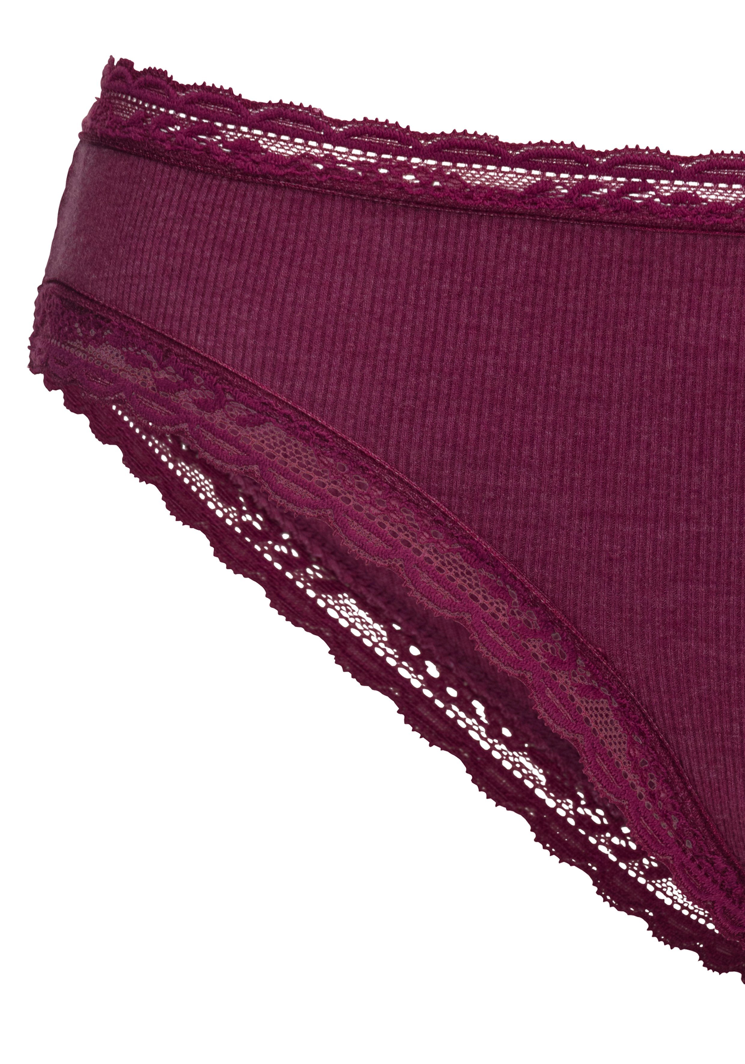 s.Oliver RED LABEL Beachwear Brazilian slip met modieuze kant (set, 2 stuks)