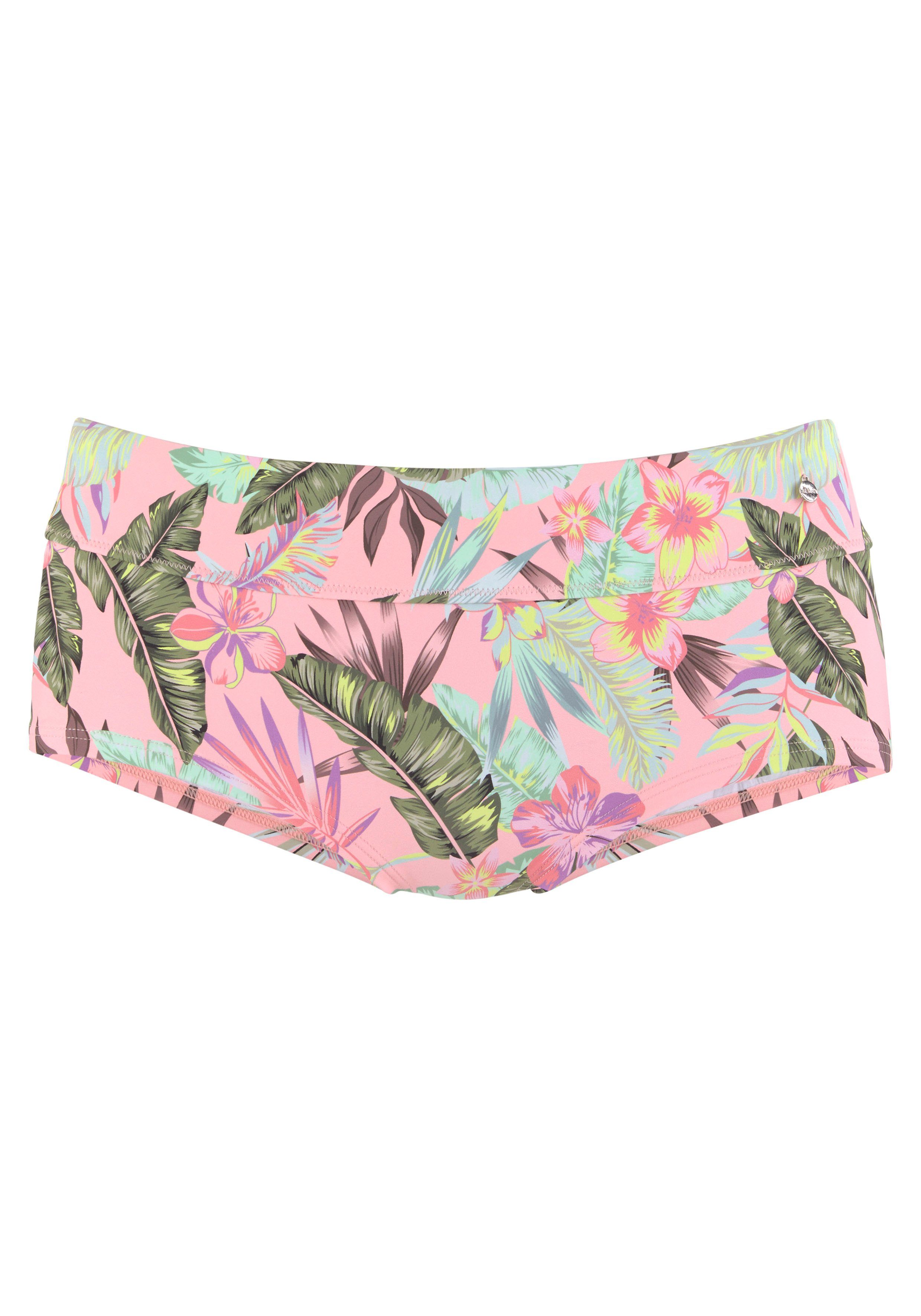 s.oliver red label beachwear bikini-hotpants azalea in tropische print roze