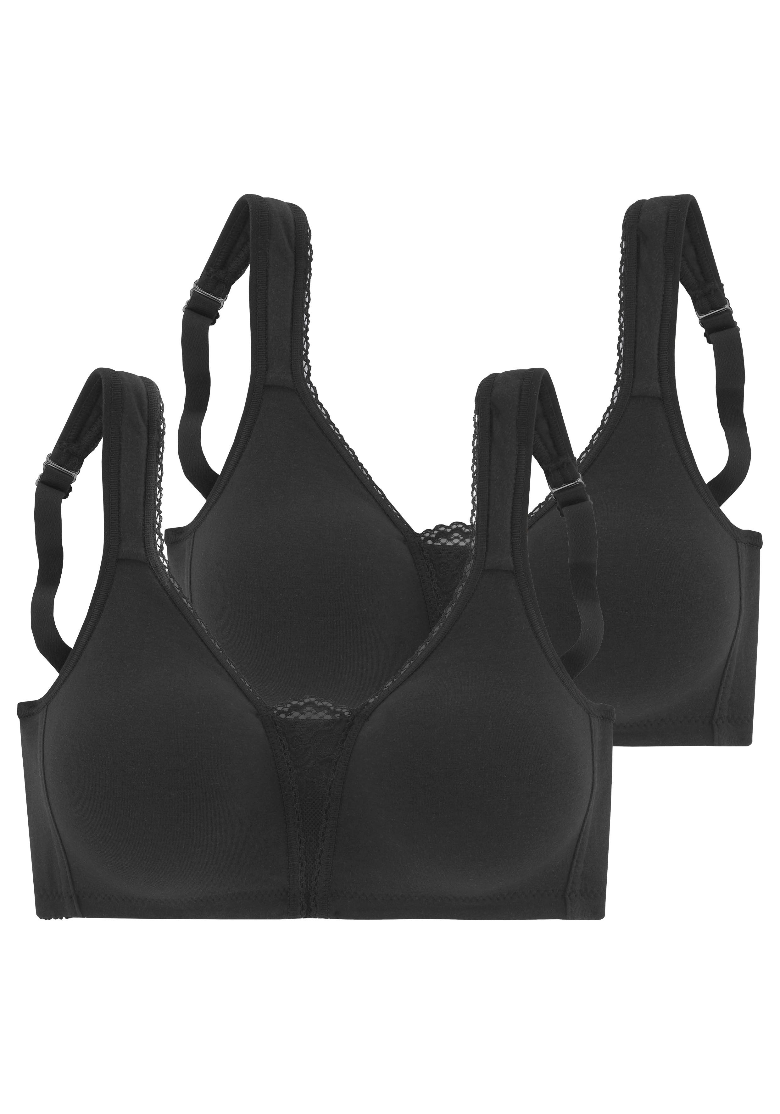 Petite fleur Soft-bh zonder beugels met kanten details (Set van 2) bh's zonder beugel maat 95 F zwart