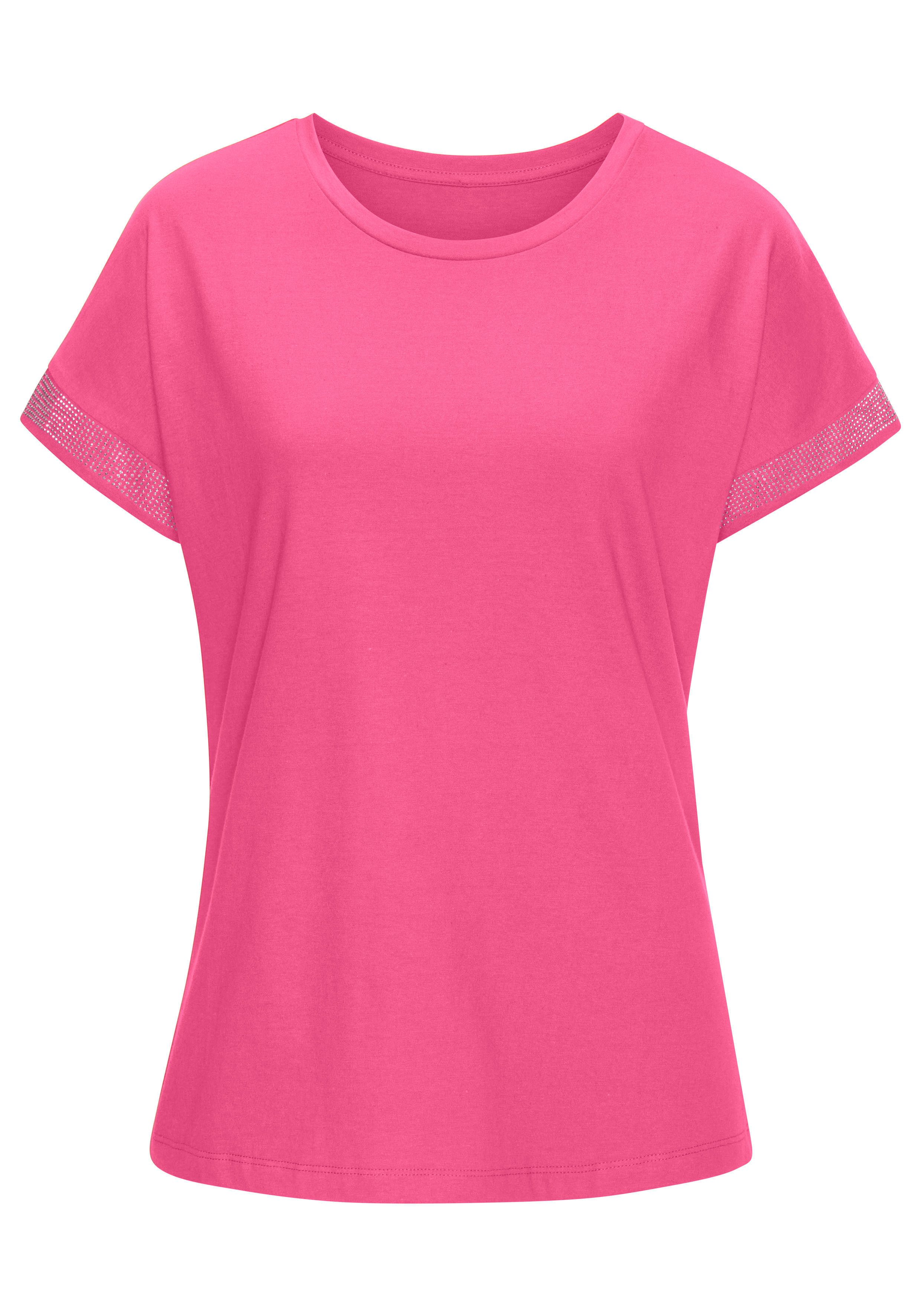 Lascana Shirt met korte mouwen Met glinsterend strass-ontwerp op de arm
