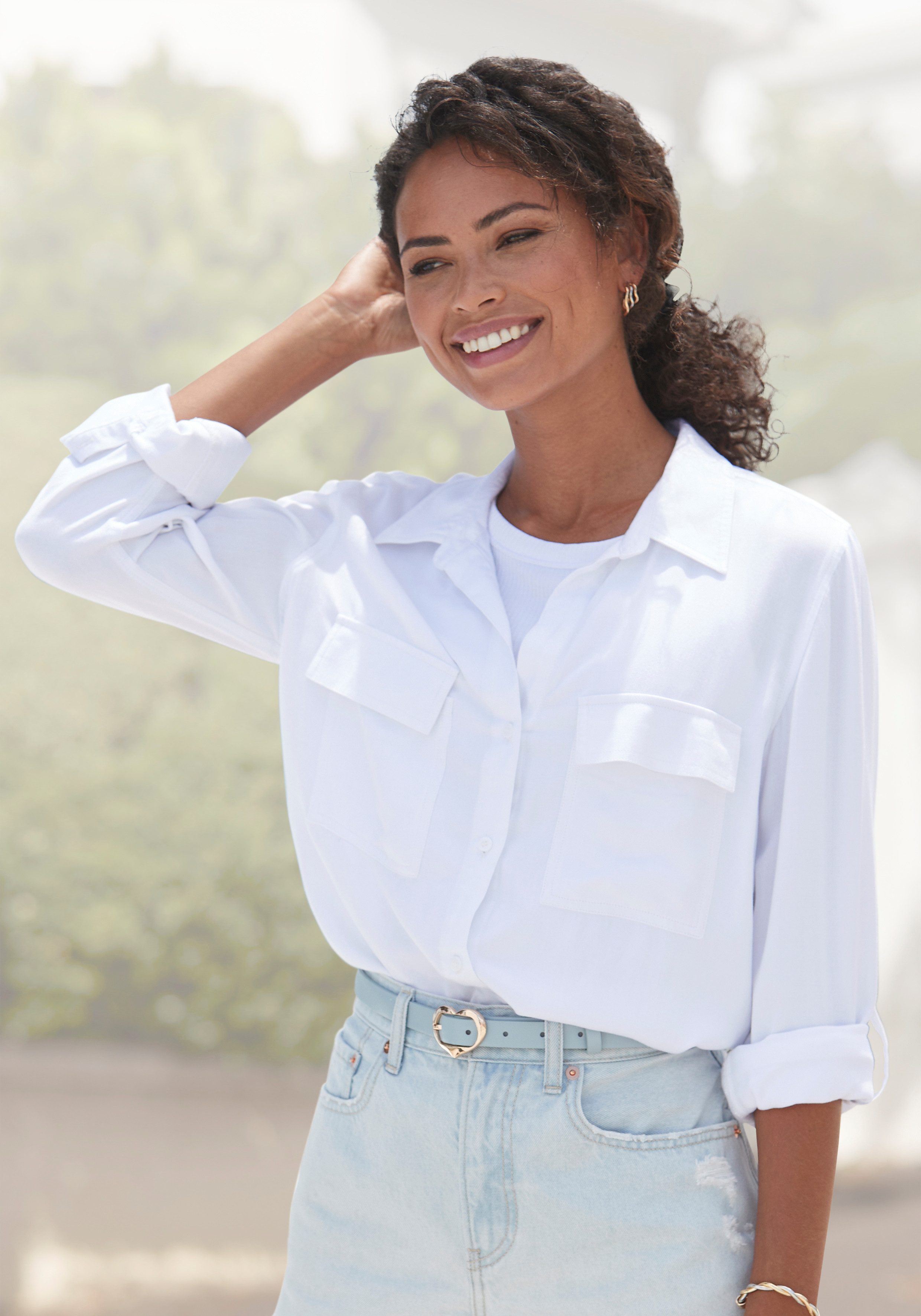 Vivance Overhemdblouse van zachte lyocellkwaliteit, luchtige damesblouse, casual-chic