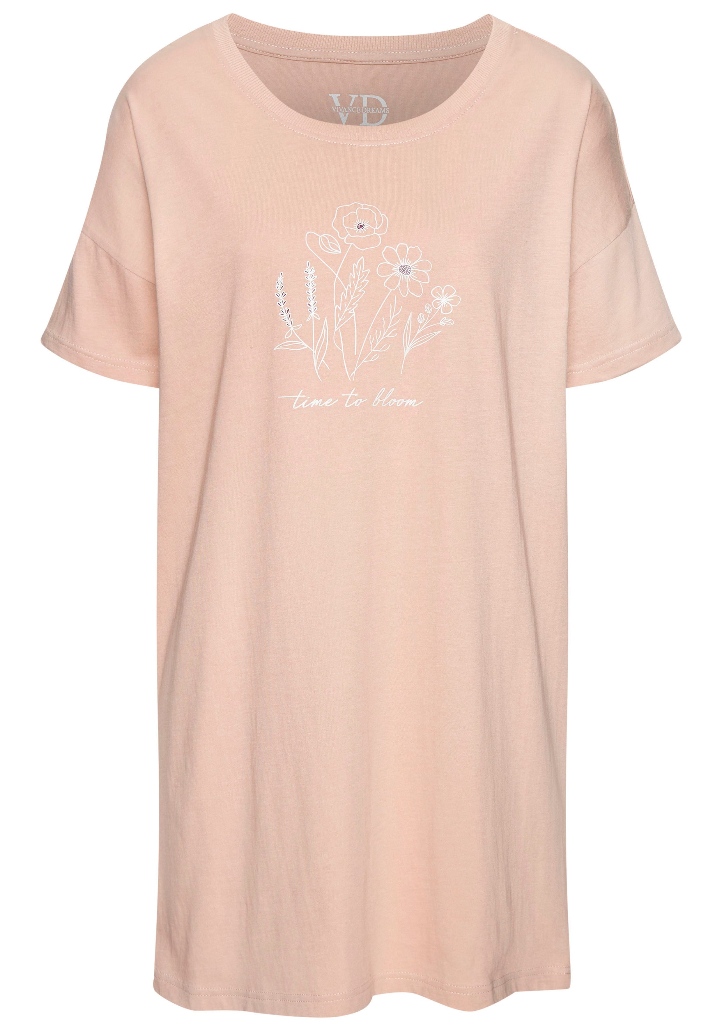 Vivance Dreams Big-shirt met fijn geschetste frontprint (2-delig, Set van 2)