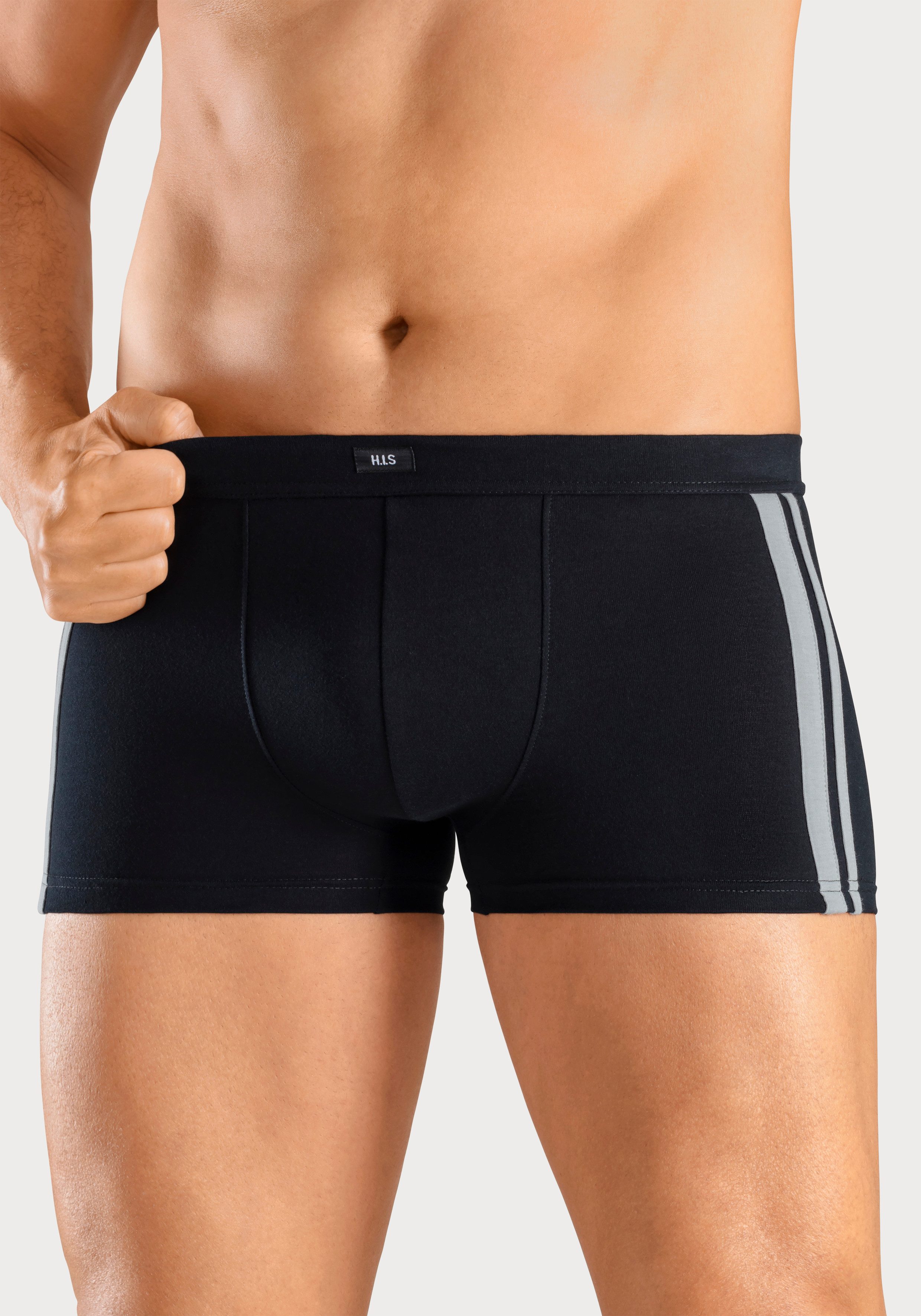 H.I.S Boxershort voor heren met contrasterende strepen aan de zijkanten (set, 4 stuks)