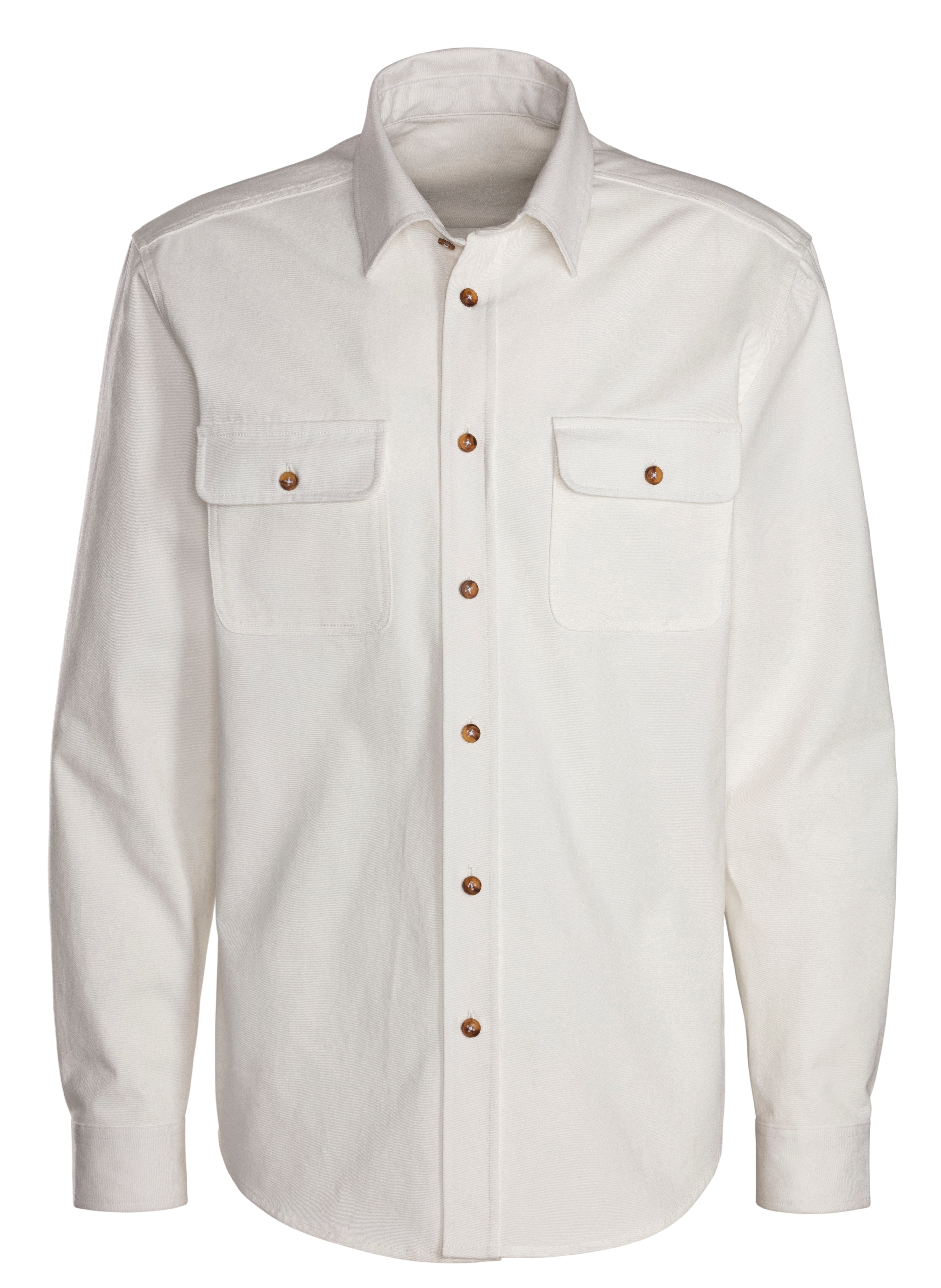 John Devin Overhemd met lange mouwen Coole overshirt van pure katoen, met opgezette zakken heren maat XXL (45/46) wit