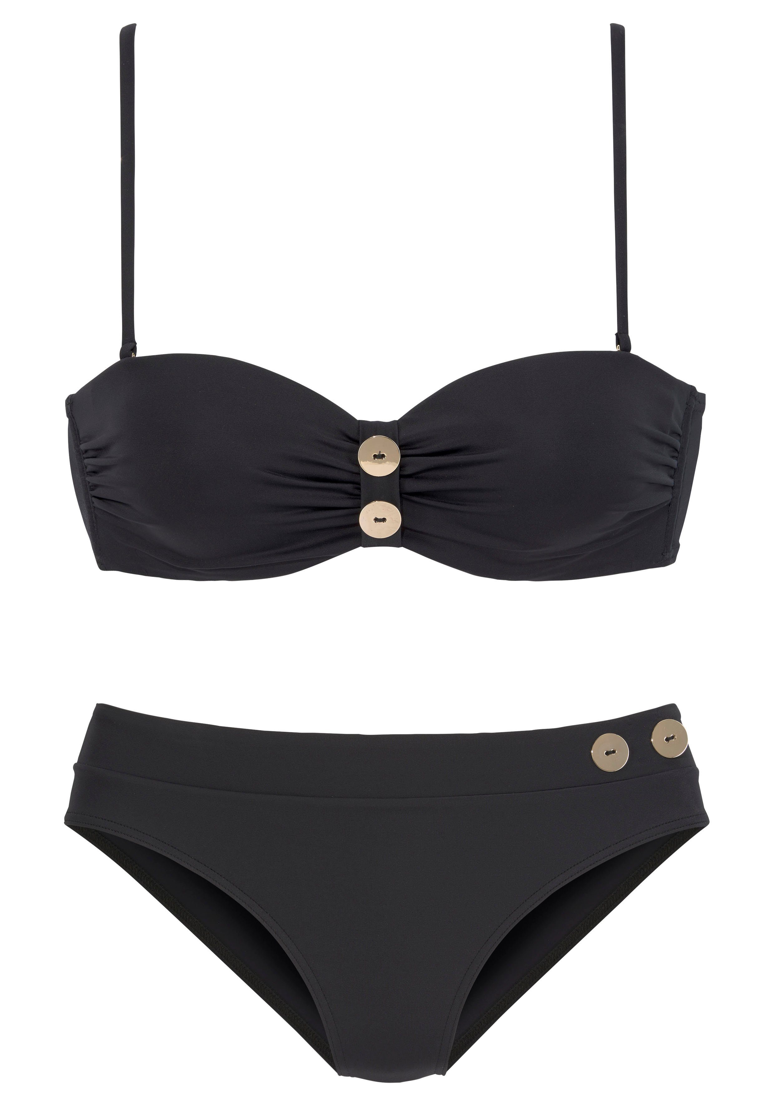 Vivance Beugelbikini in bandeaumodel met edele sierknopen bandeau bikini's maat C C zwart