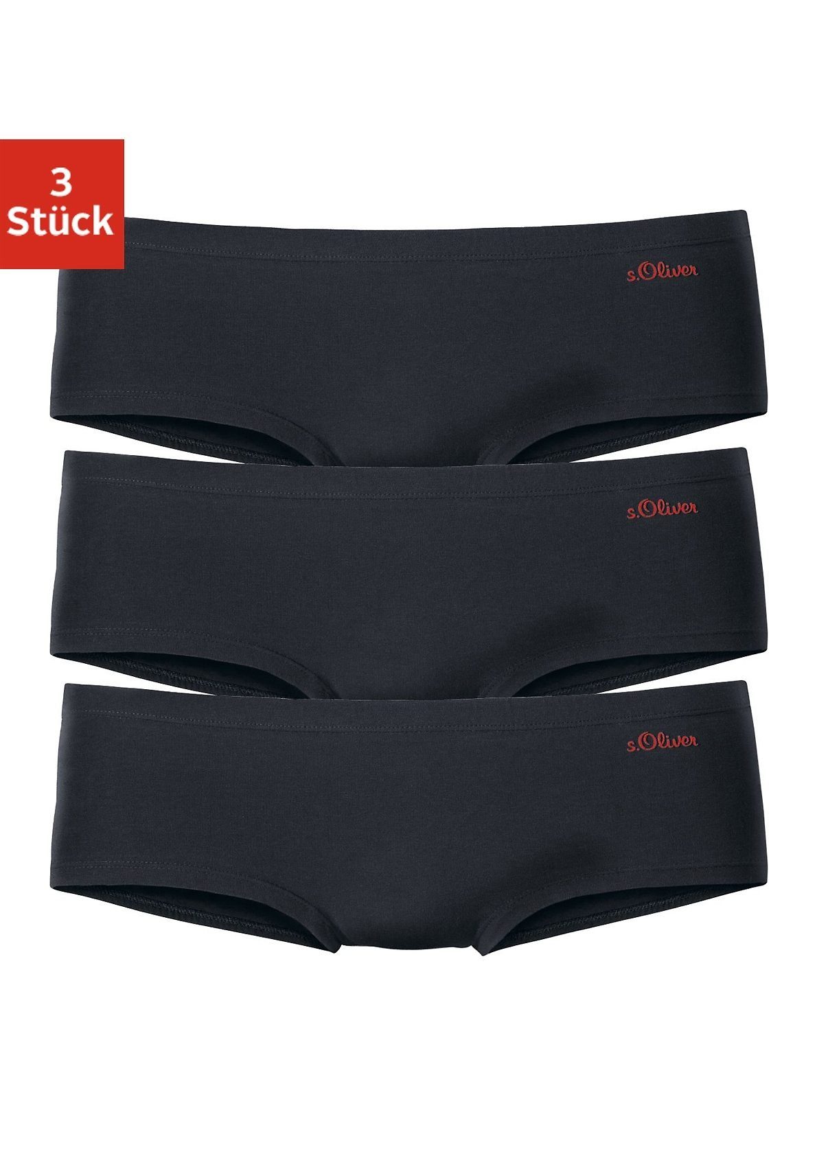 s.Oliver RED LABEL Beachwear Hipster elastische katoenkwaliteit (3 stuks)