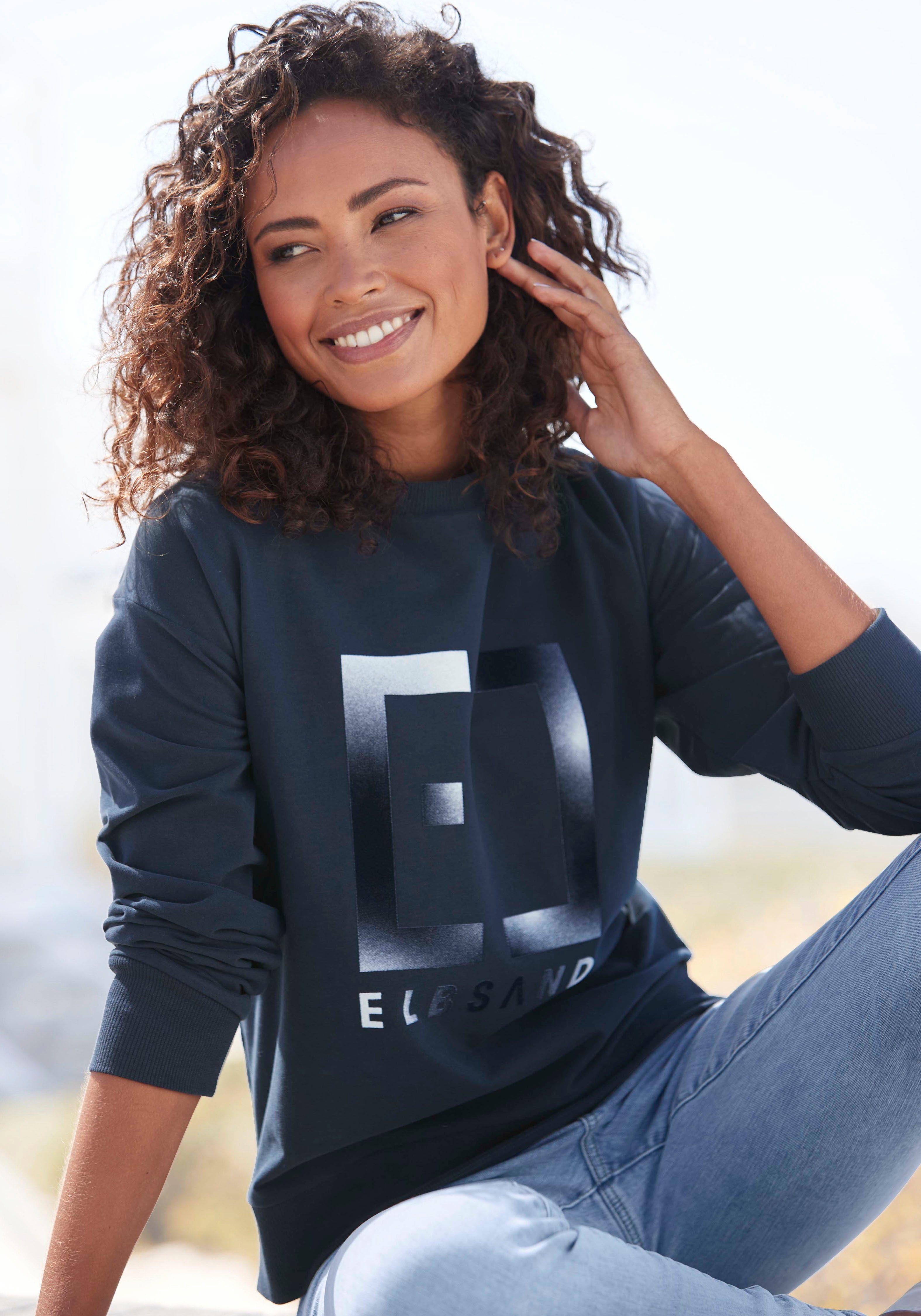 Elbsand Sweatshirt Fionni met grote logoprint, sportief-casual