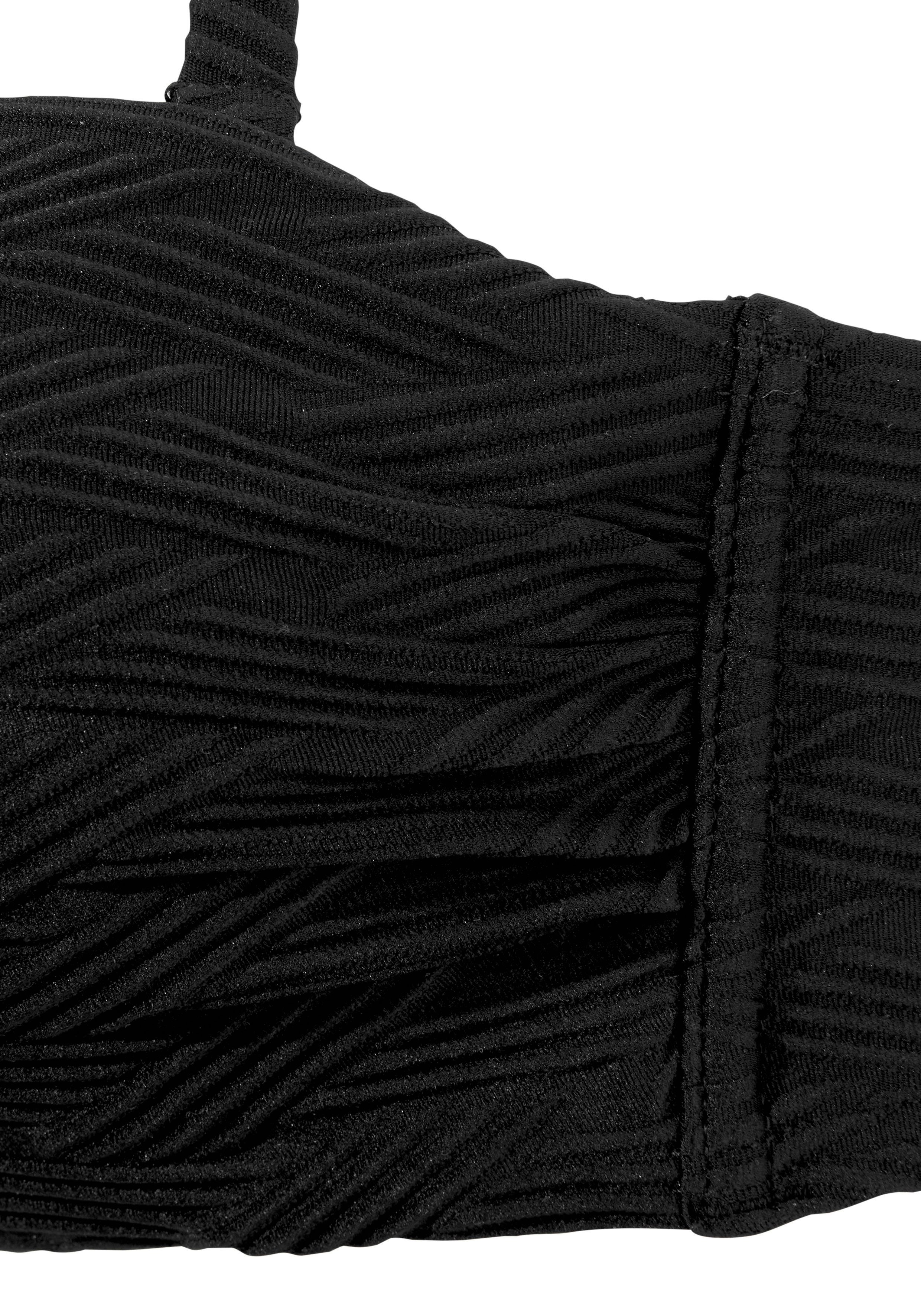 sunseeker beugelbikinitop in bandeaumodel loretta met structuurpatroon zwart
