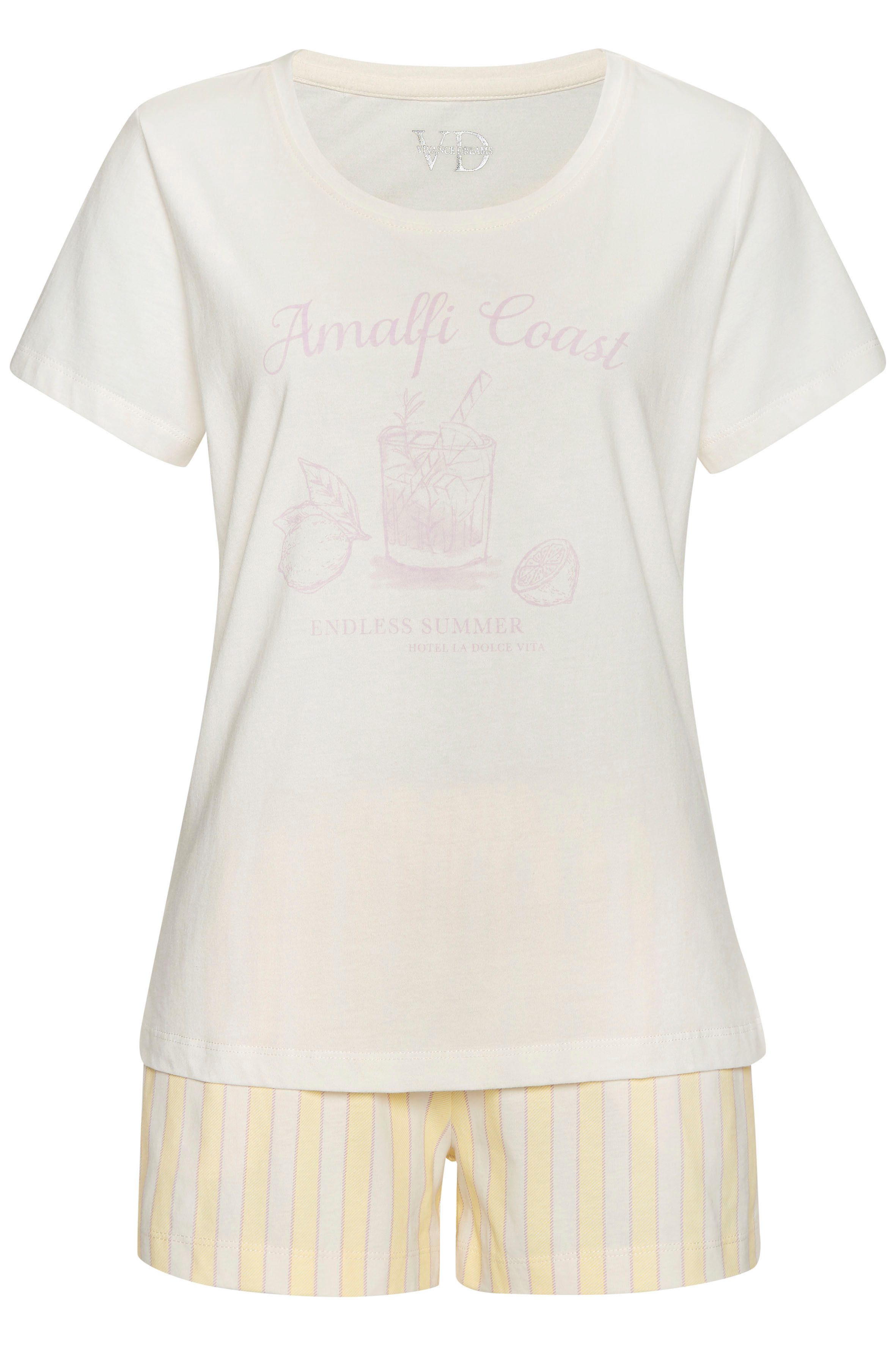Vivance Dreams Shortama met fijn streepdessin (set, 2-delig)
