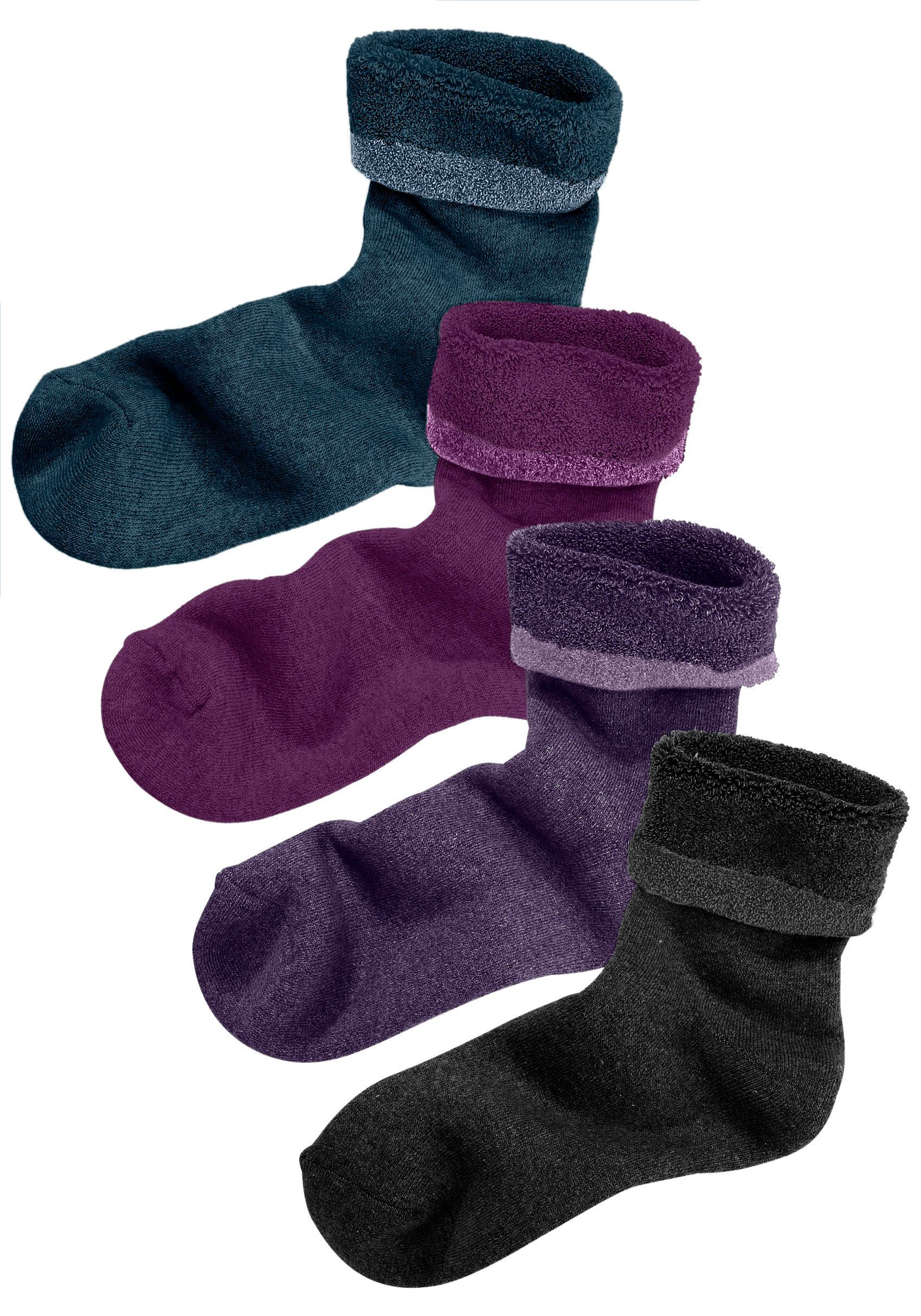 Lavana Wellness-sokken met frottébinnenkant (set, 4 paar)