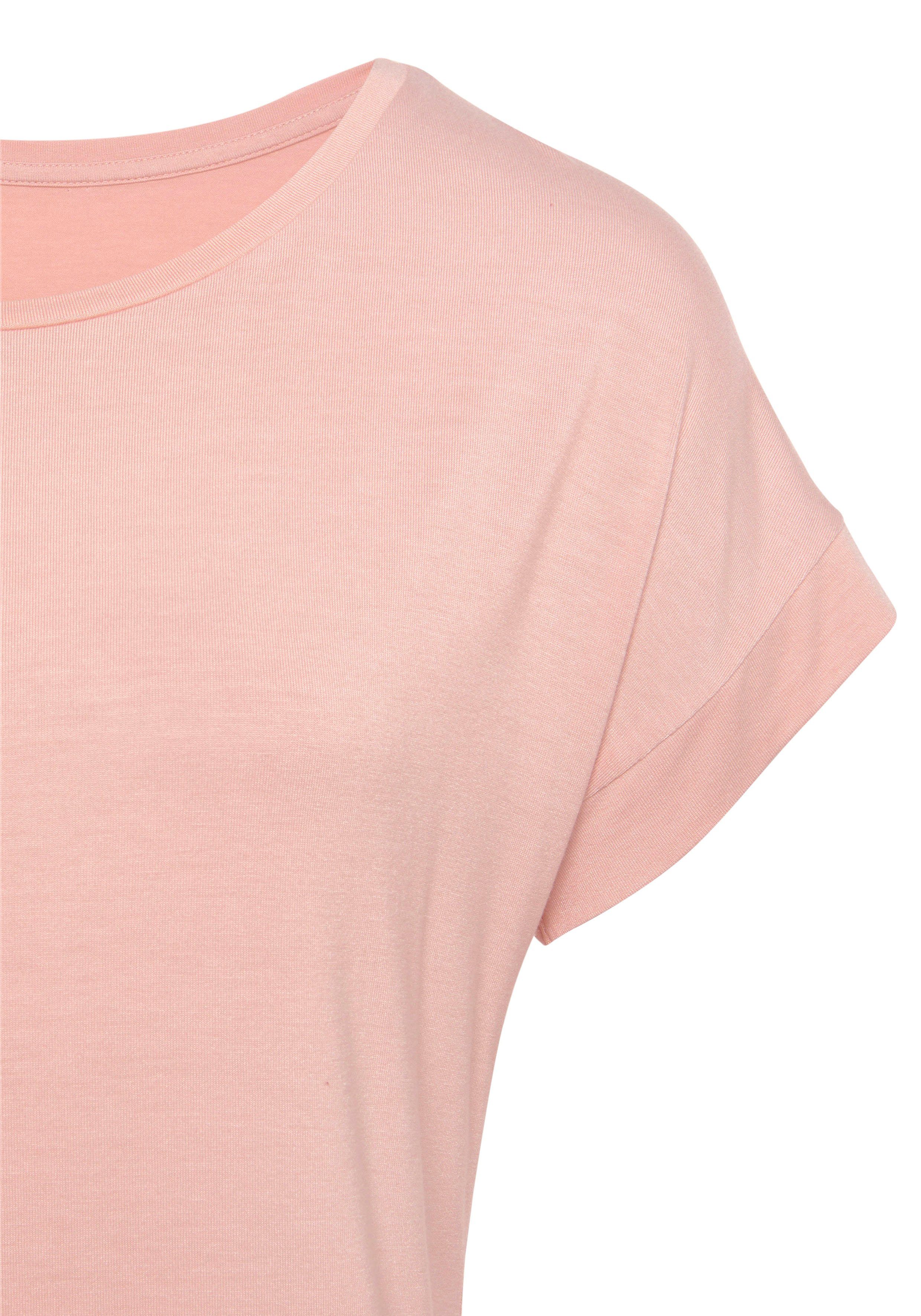 Vivance Shirt met korte mouwen Met elastiek in de band van zachte viscose-stretch (Set van 2)