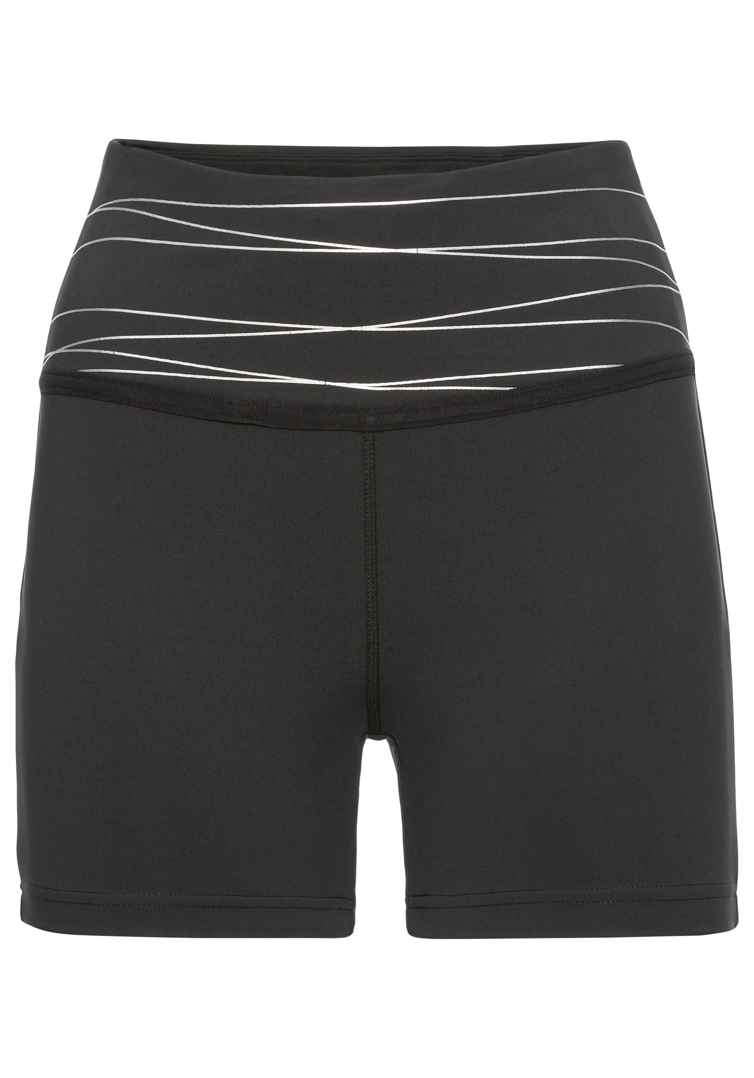 vivance active Short Korte broek Sportshorts met brede tailleband en print mix & match maat XS (32/34) zwart