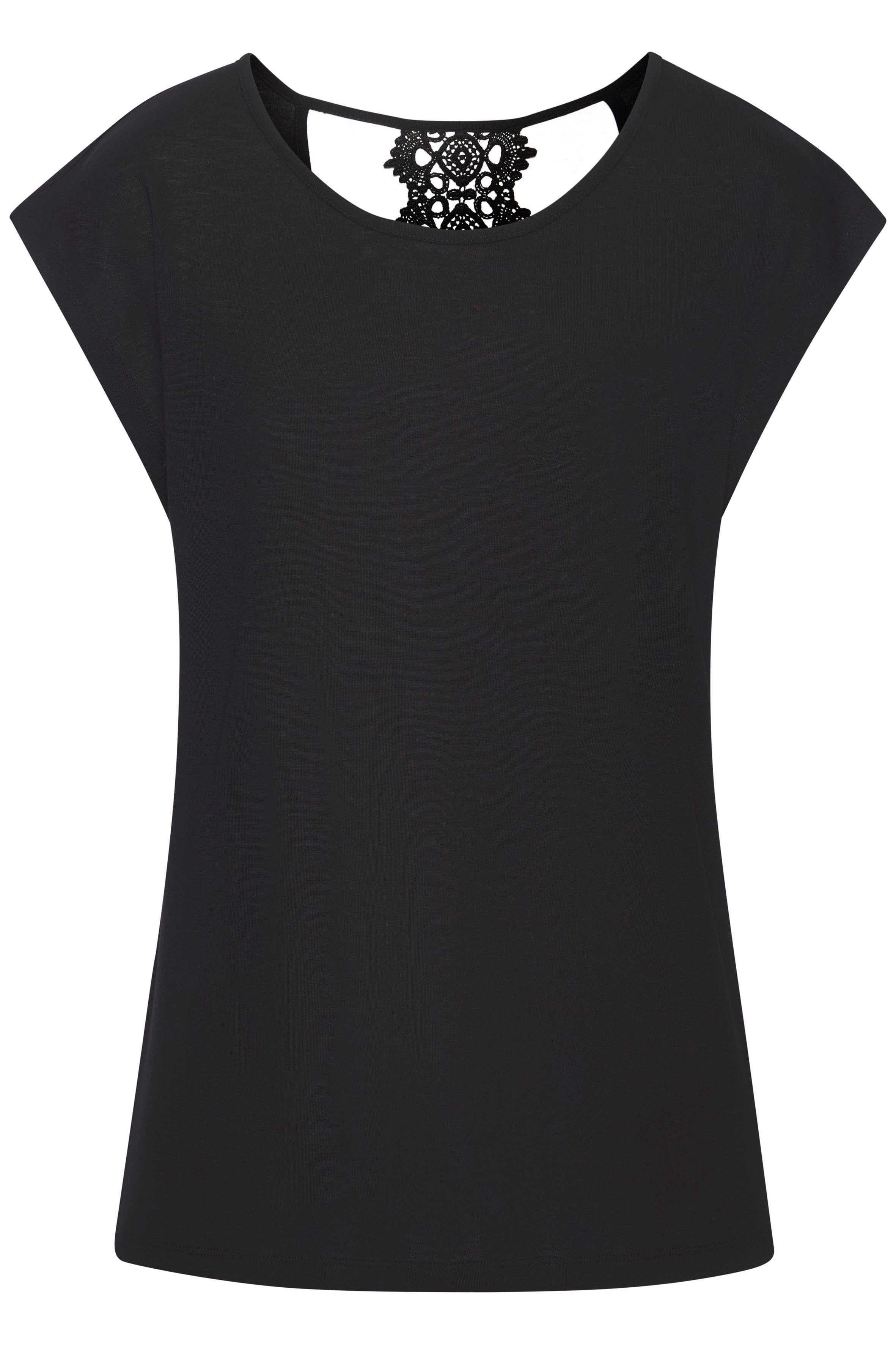 Lascana Shirt met korte mouwen met kantdetail op de rug, comfortabel t-shirt van jersey