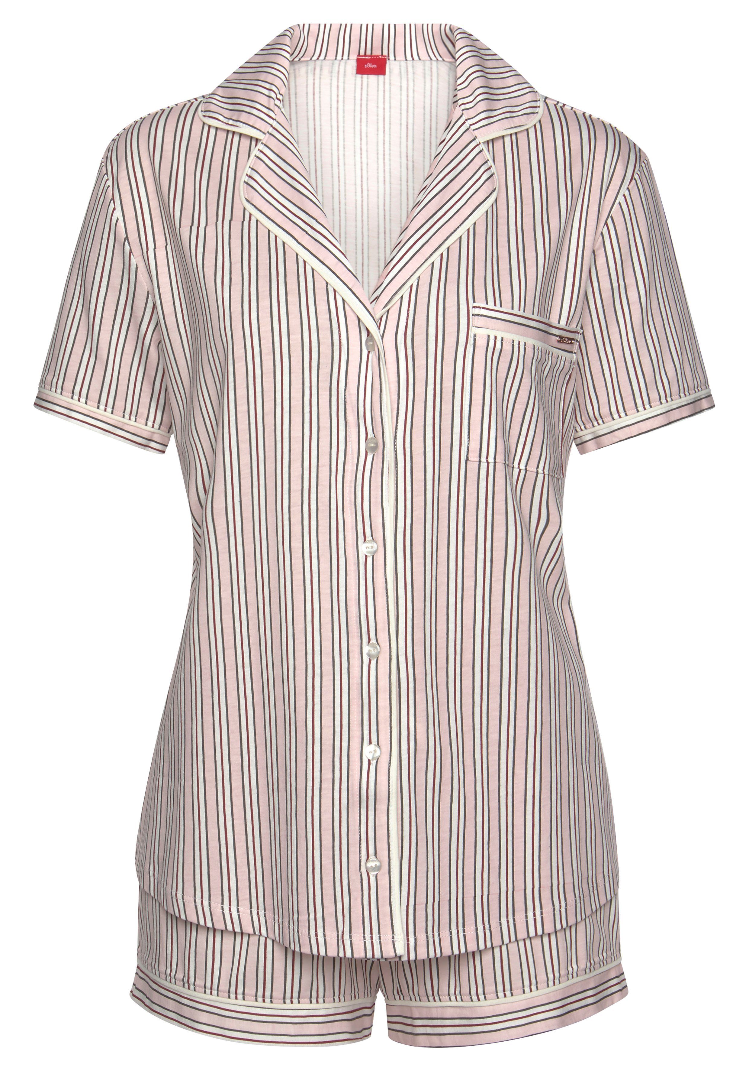 s.Oliver RED LABEL Beachwear Shortama met print all-over (2-delig, 1 stuk) shorty's maat 32/34 roze