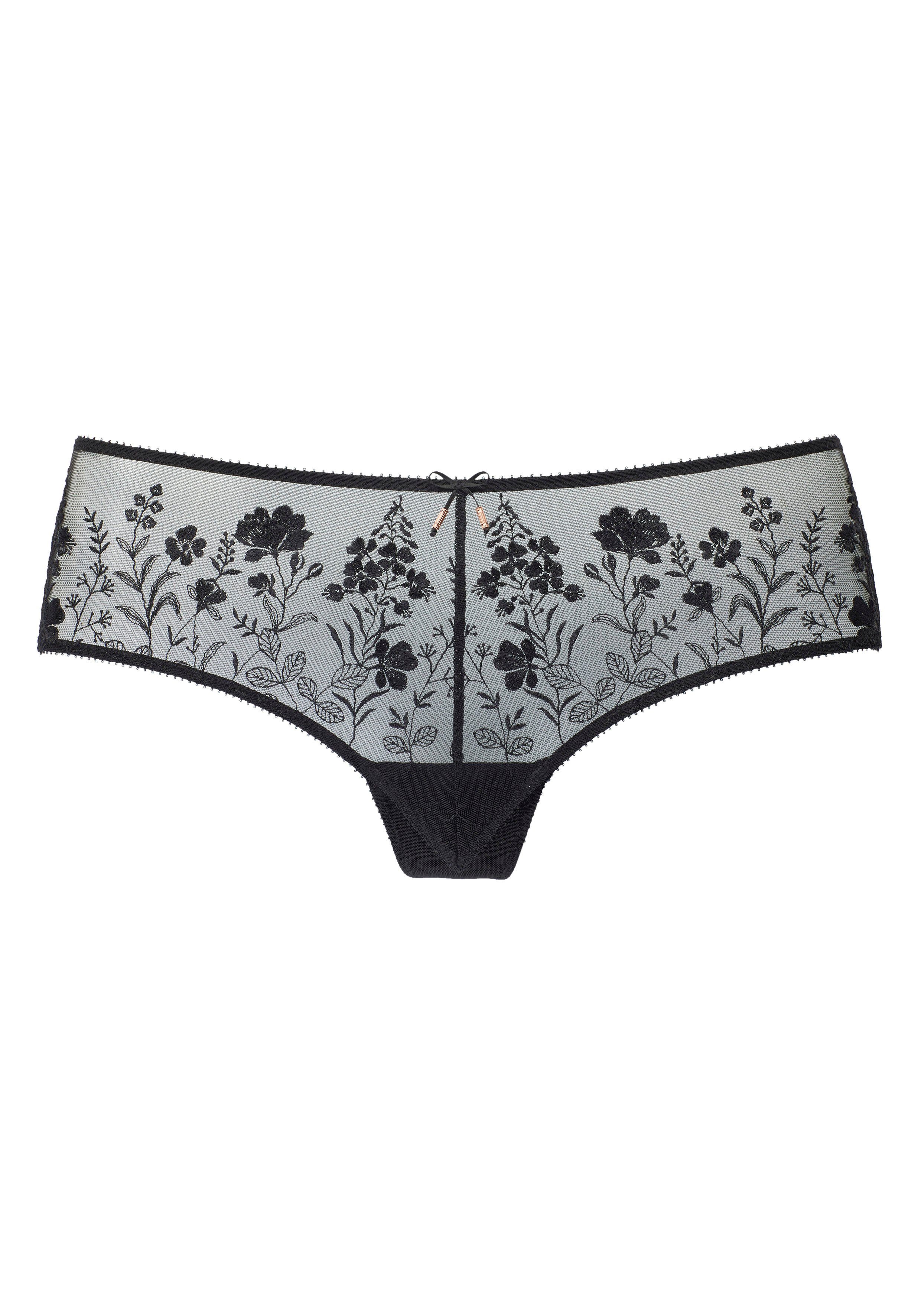 Lascana Stringpants Maria met kleurrijke bloemen van geborduurd kant