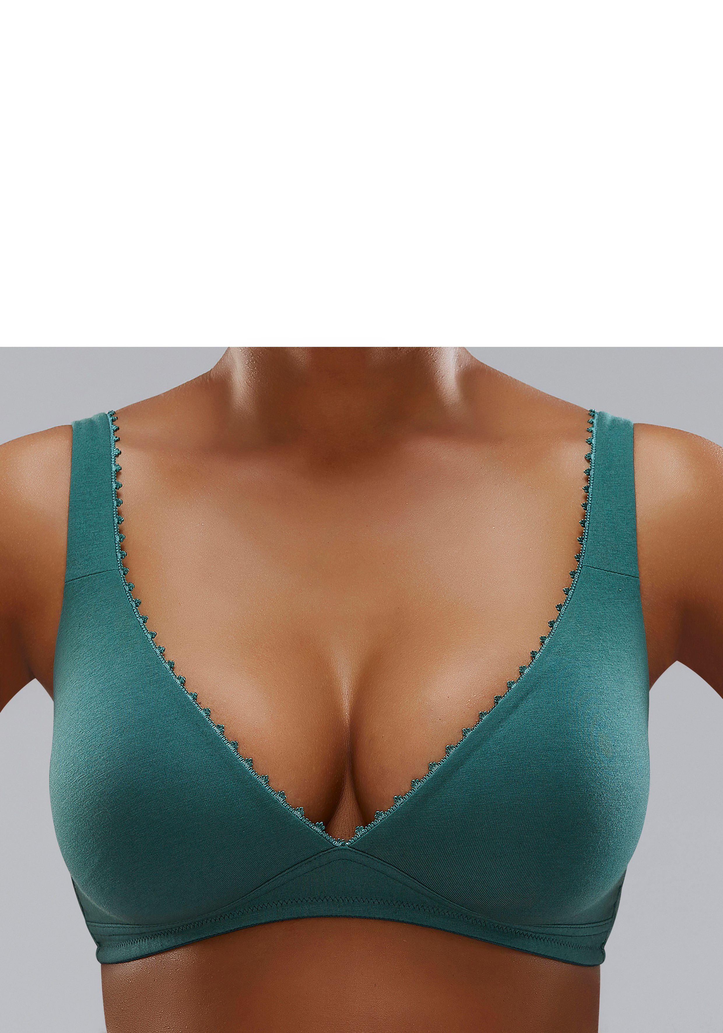 Petite fleur Bralette-bh zonder beugels in high-apex vorm met sierlijke randen, basic lingerie (Set van 2)