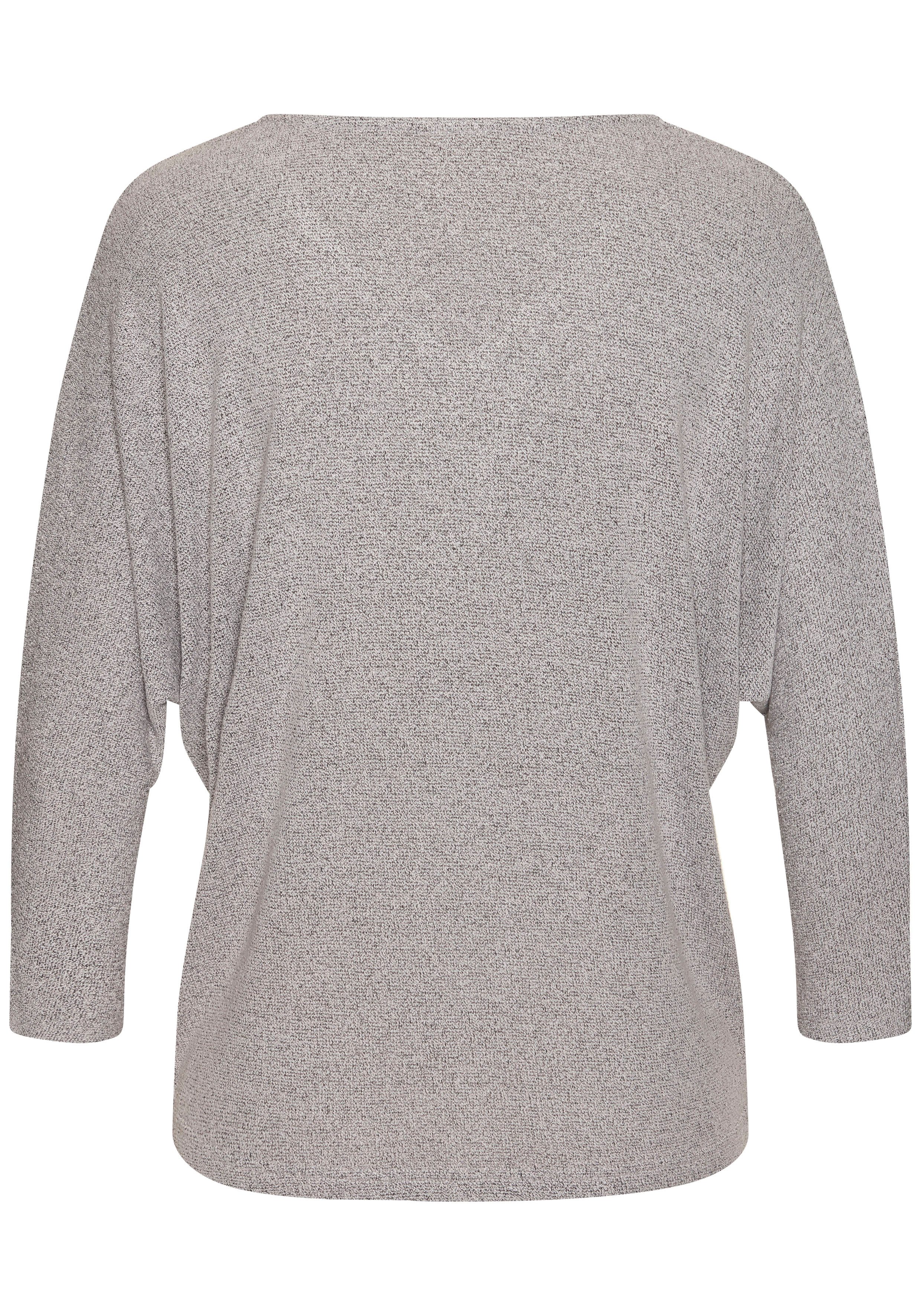 Lascana Shirt met 3/4 mouwen Met fonkelende strassknop van gestructureerde viscosekwaliteit