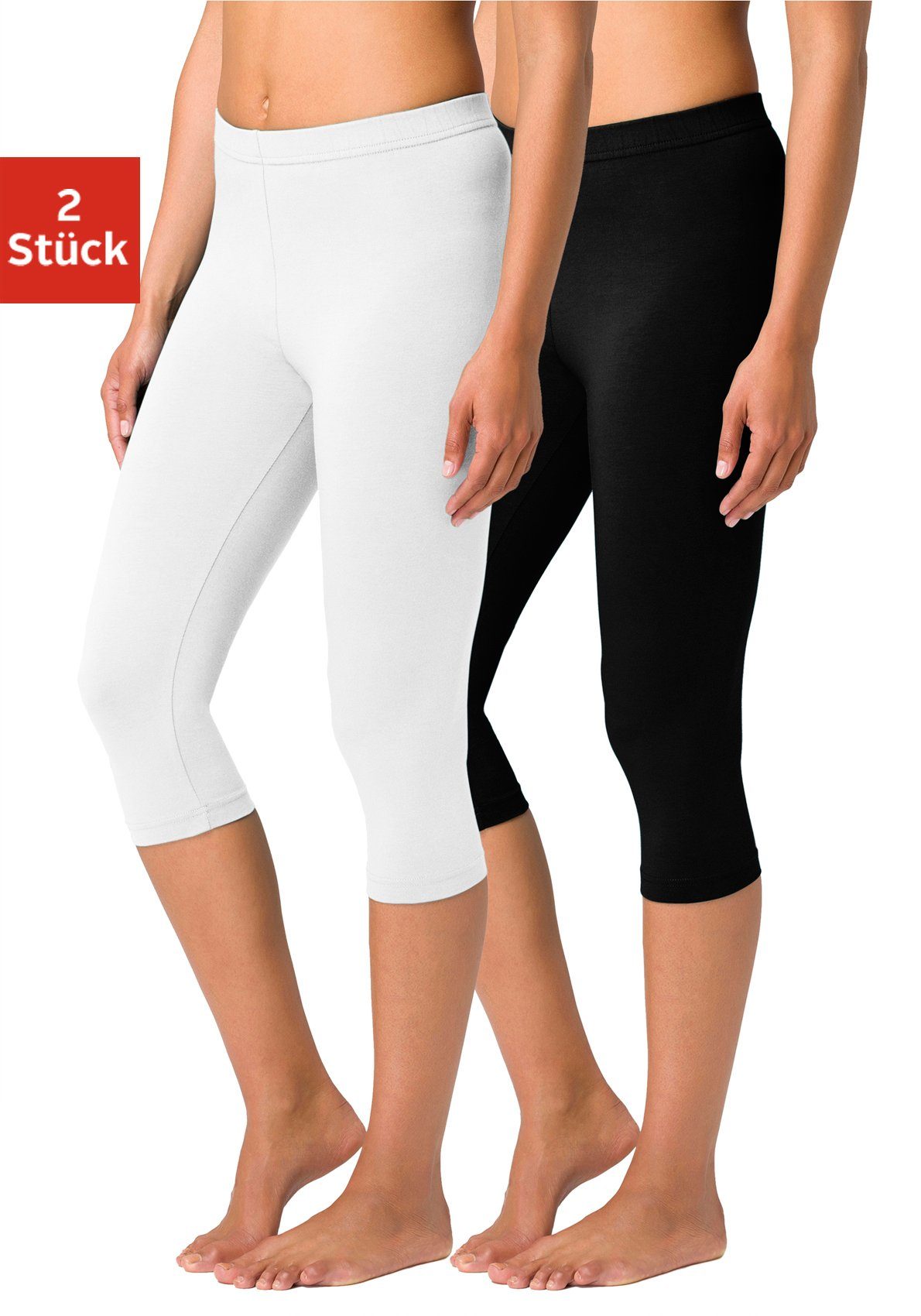 vivance active Caprilegging met rubberen tailleband, loungewear (Set van 2)