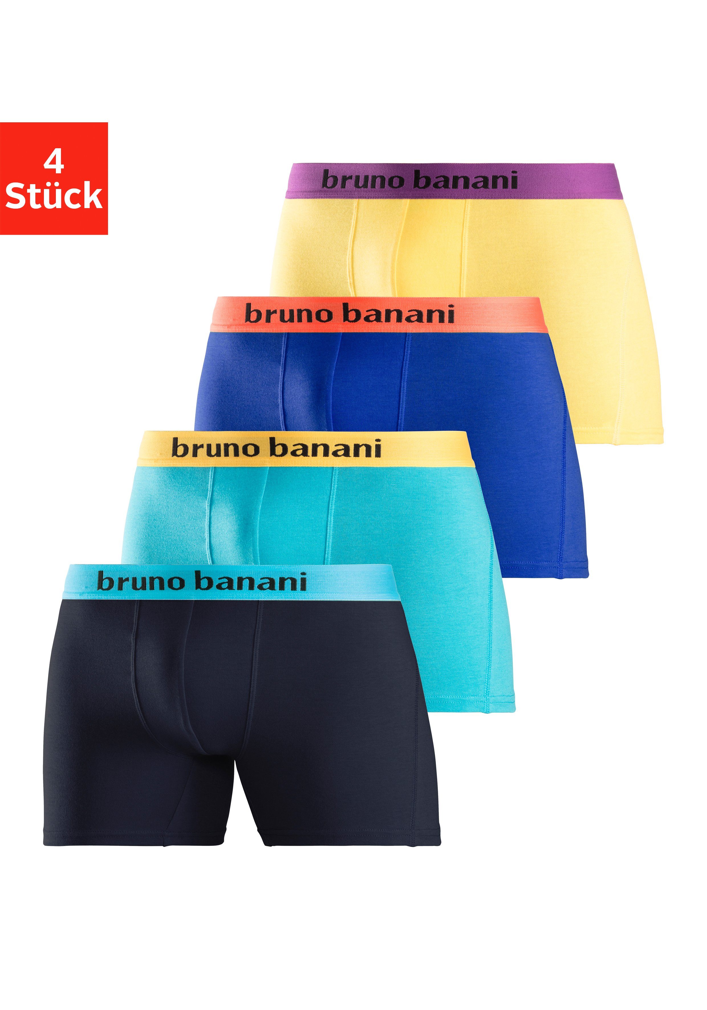 Bruno Banani Boxershort voor heren met langere pijpen en opvallende logo-tailleband (set, 4 stuks)